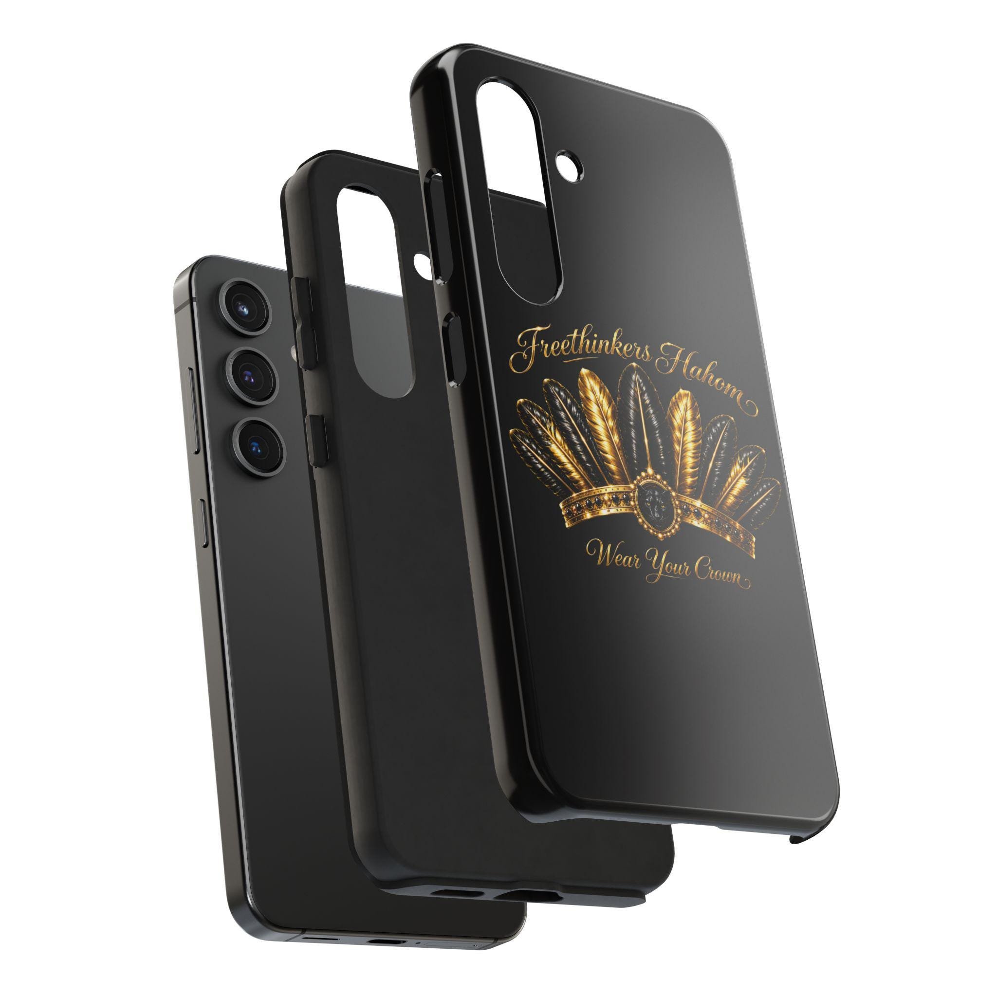 Gold Feather Crown phone case | Freethinkers Hahom Wear Your Crown, view 4