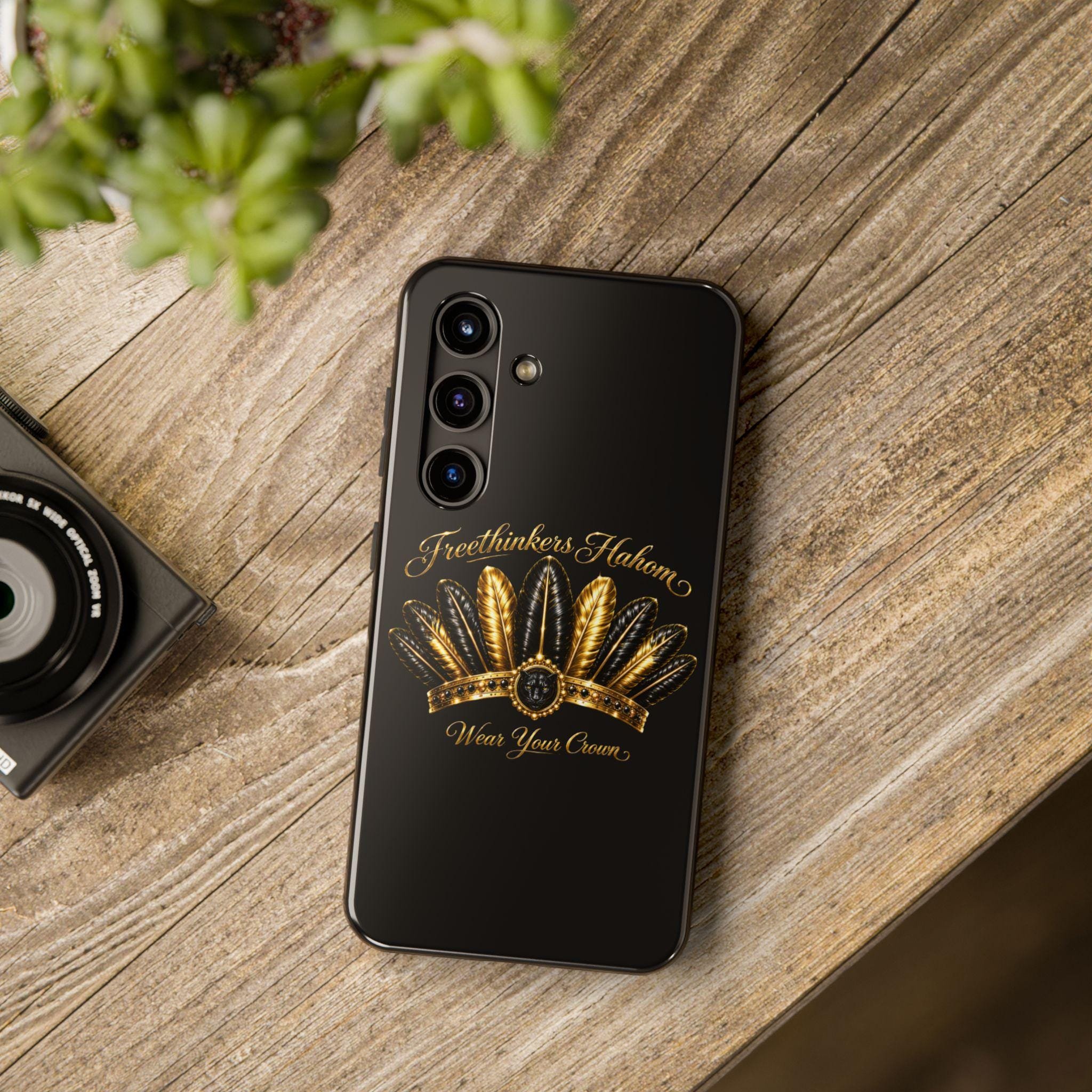 Gold Feather Crown phone case | Freethinkers Hahom Wear Your Crown, view 5