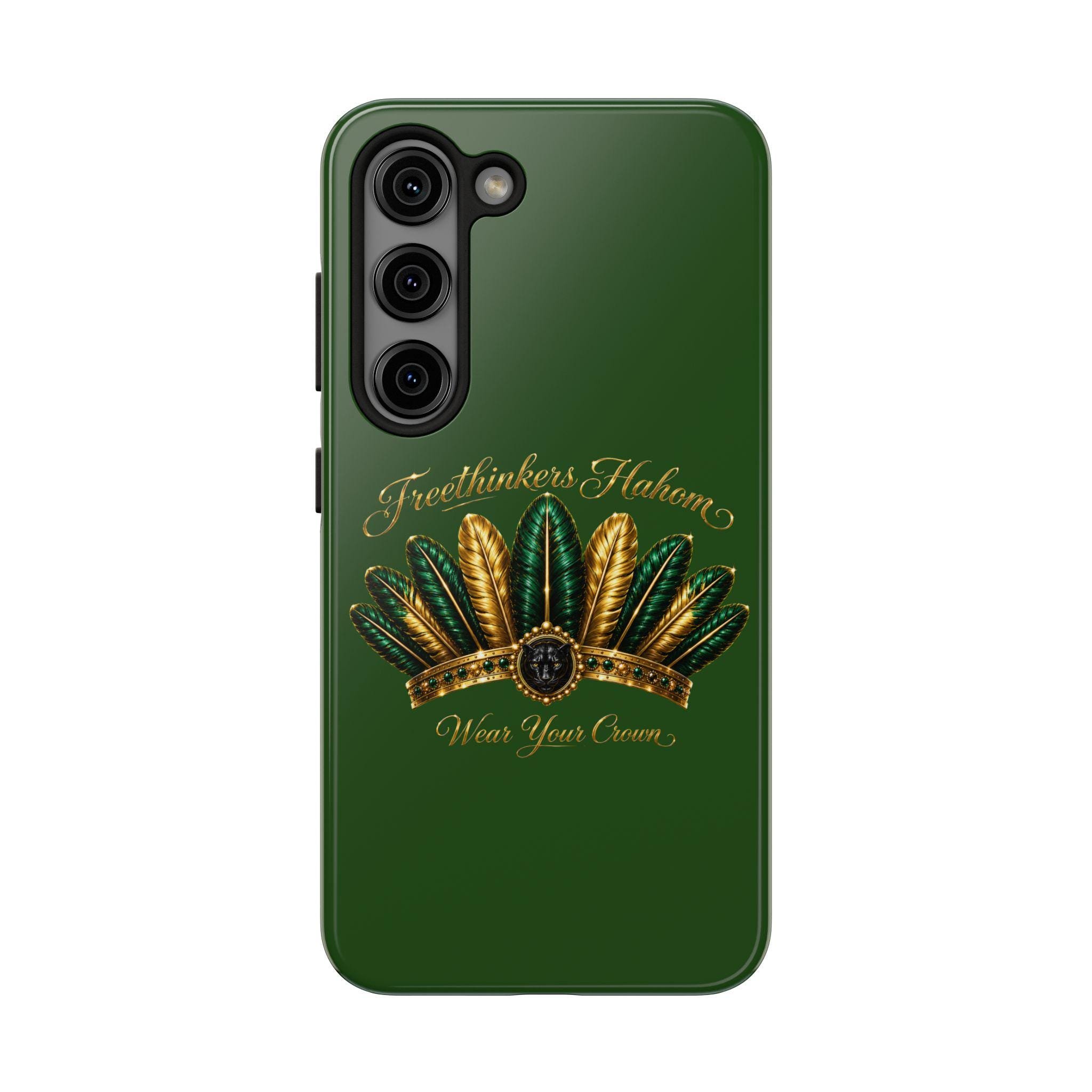 FreeThinkers Hahom Phone Case Green Gold Feather Tough Case