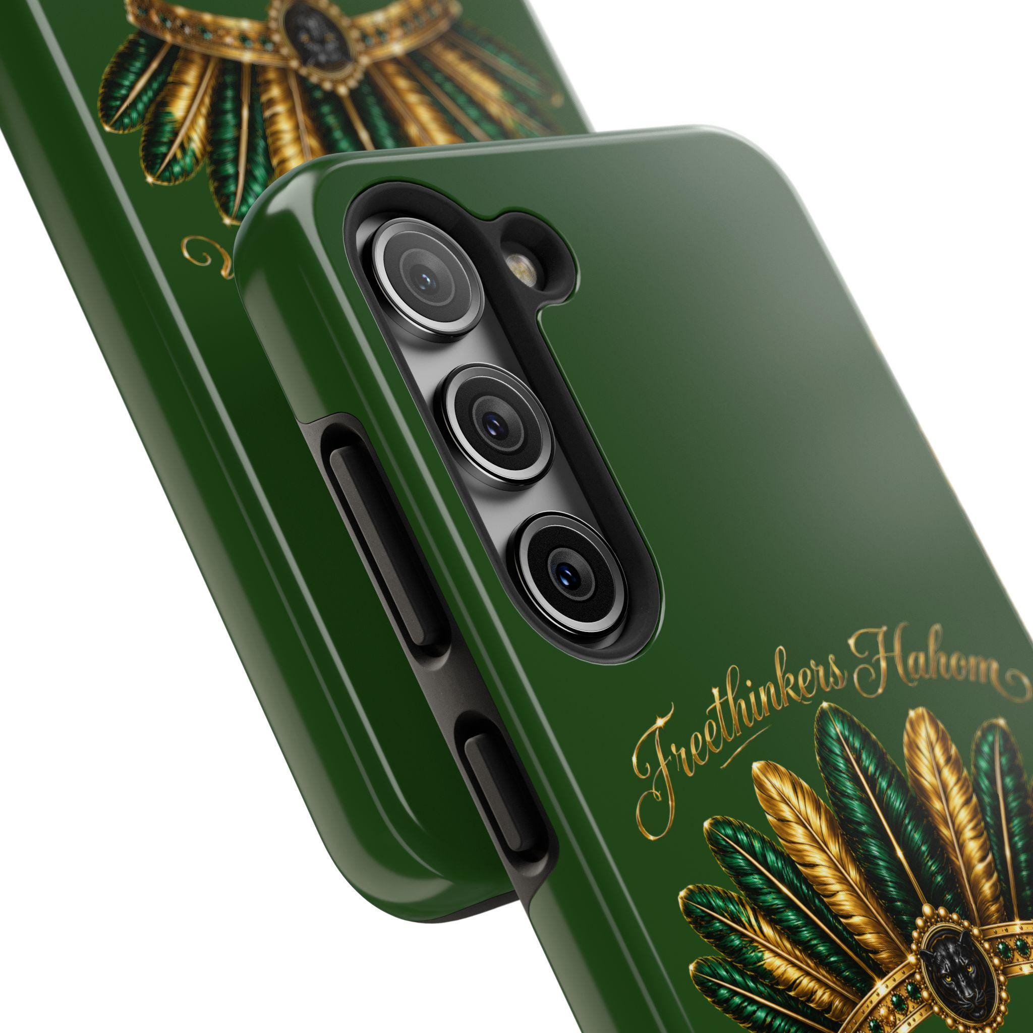 FreeThinkers Hahom Phone Case Green Gold Feather Tough Case, view 11