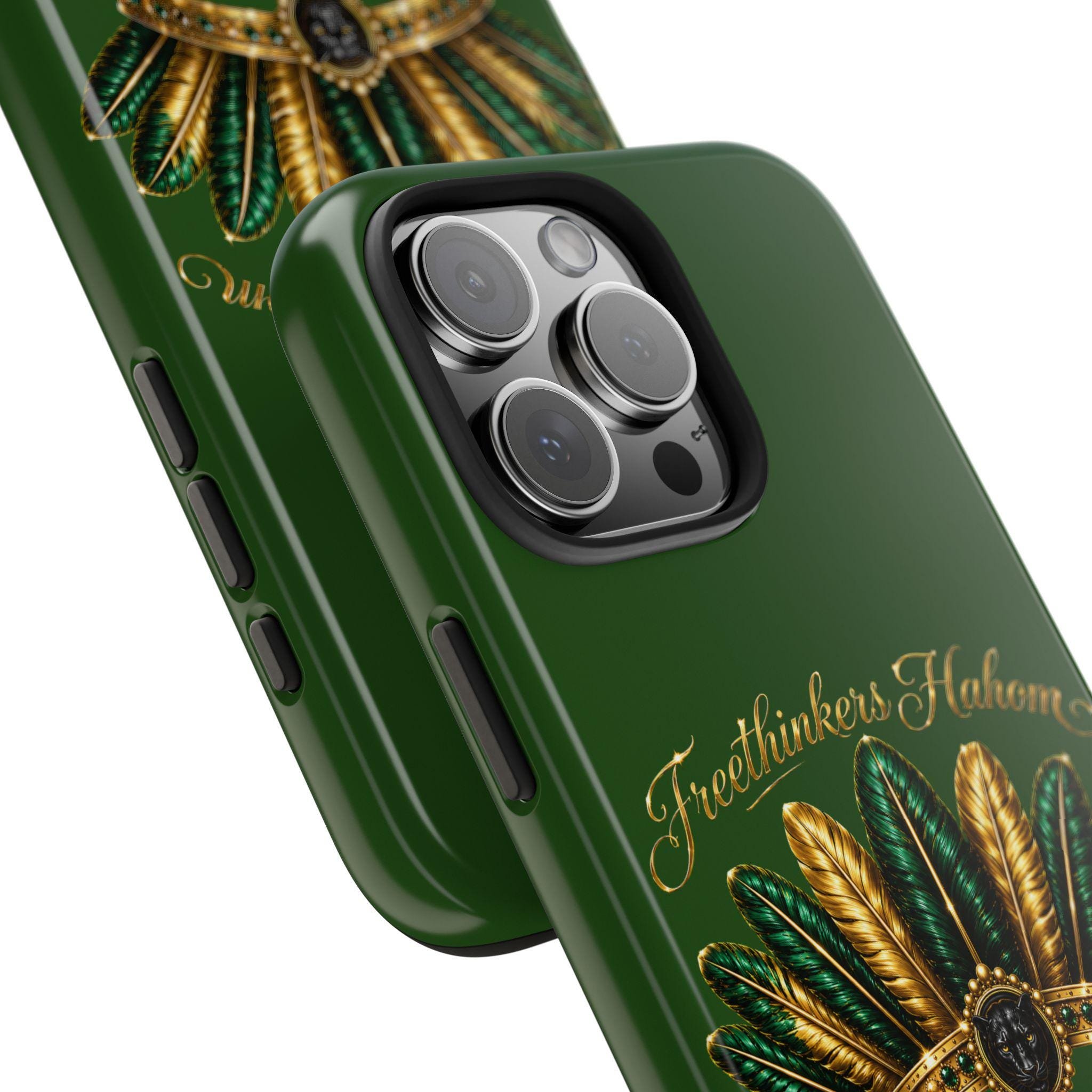 FreeThinkers Hahom Phone Case Green Gold Feather Tough Case, view 13