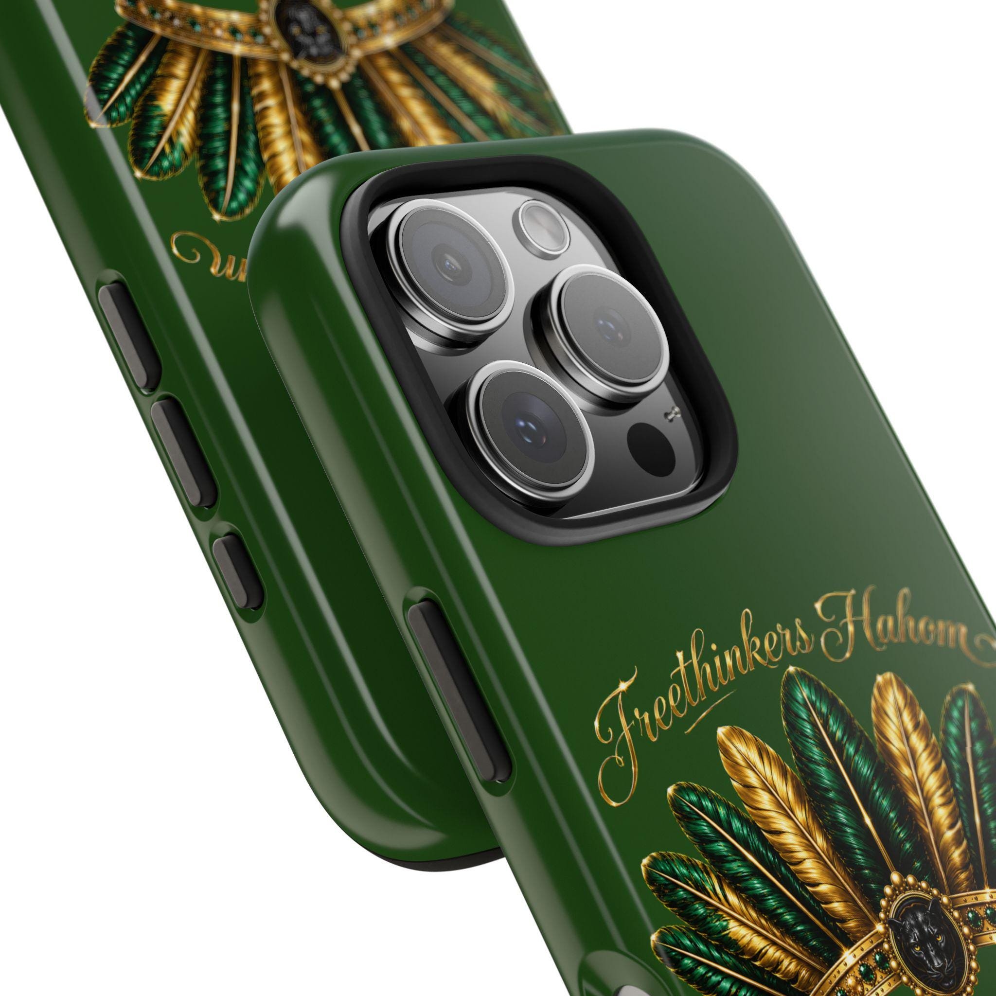 FreeThinkers Hahom Phone Case Green Gold Feather Tough Case, view 15