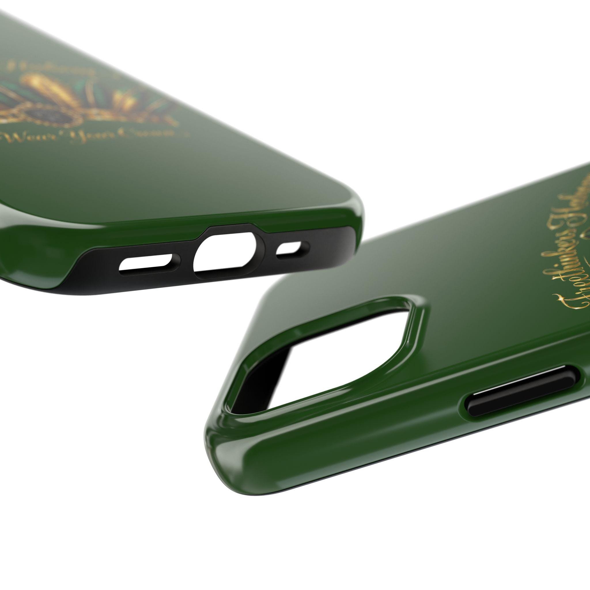 FreeThinkers Hahom Phone Case Green Gold Feather Tough Case, view 19