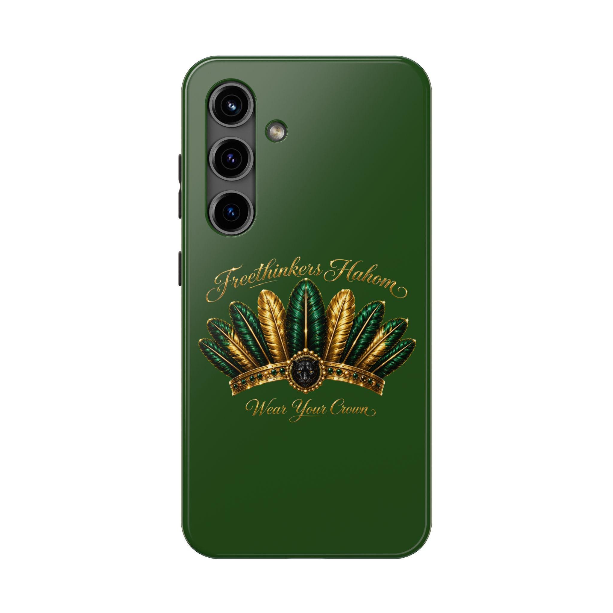FreeThinkers Hahom Phone Case Green Gold Feather Tough Case, view 2
