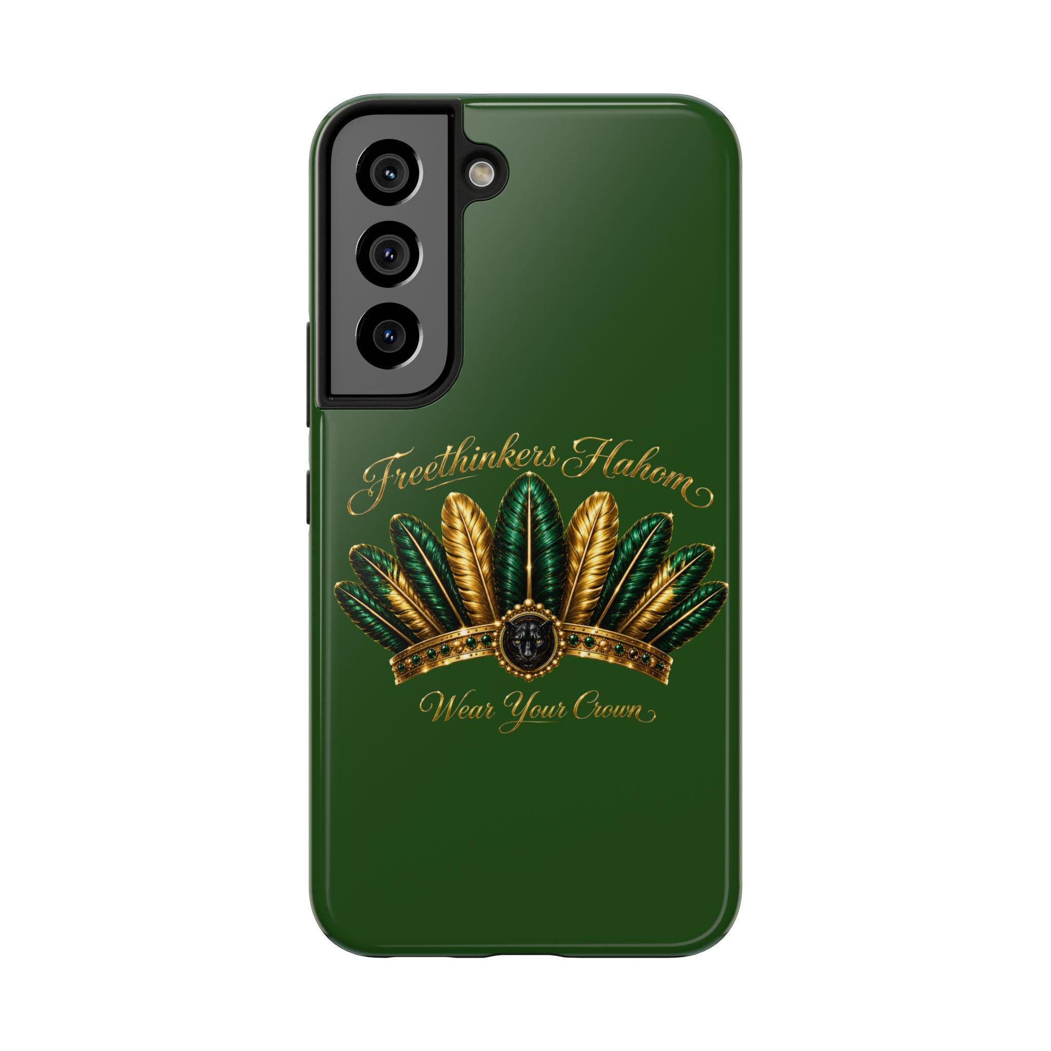 FreeThinkers Hahom Phone Case Green Gold Feather Tough Case, view 3