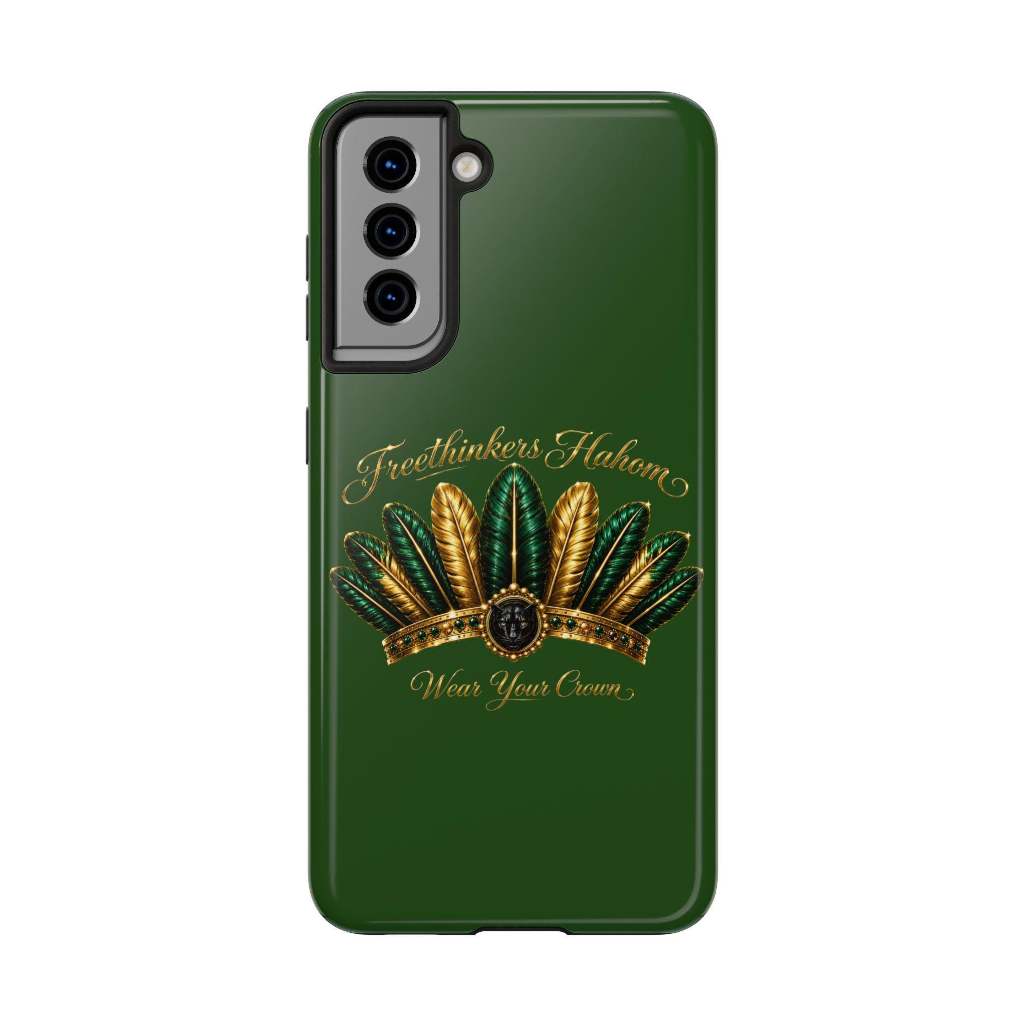 FreeThinkers Hahom Phone Case Green Gold Feather Tough Case, view 4