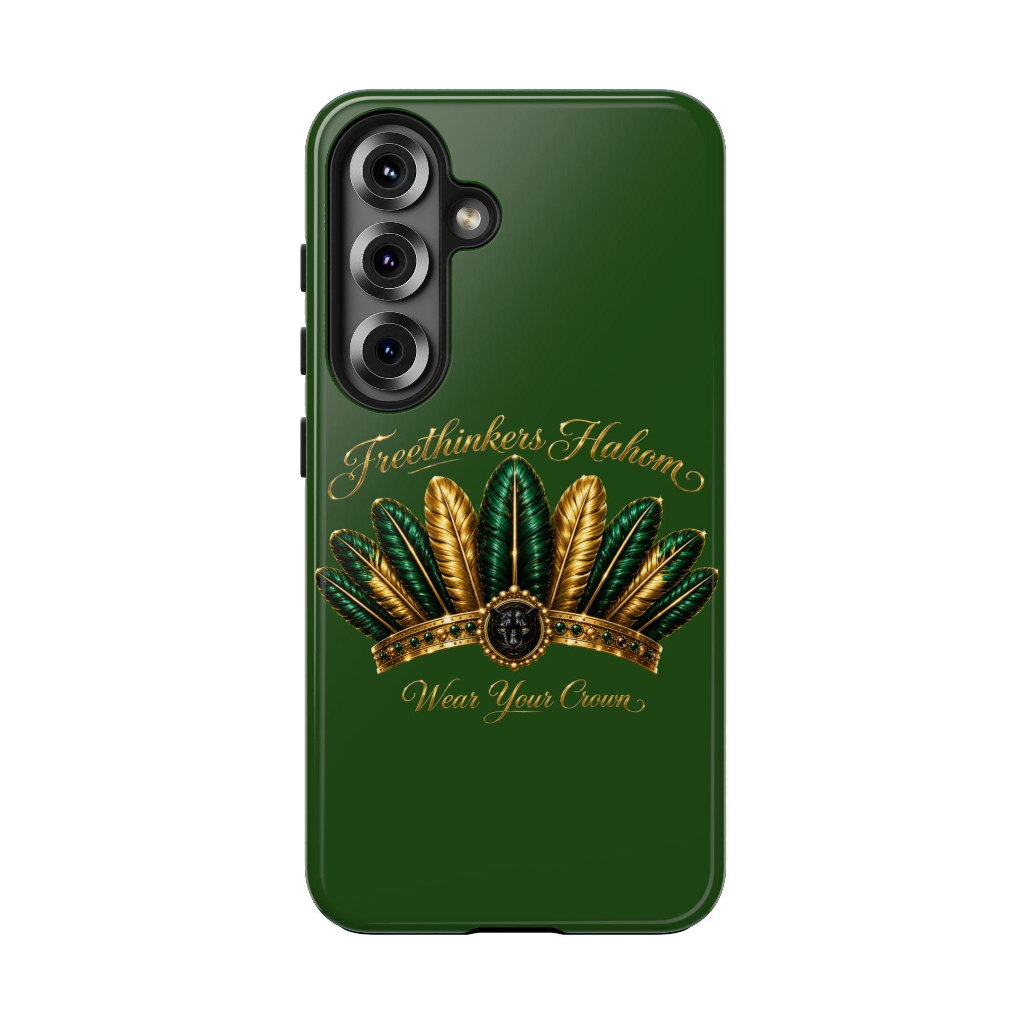 FreeThinkers Hahom Phone Case Green Gold Feather Tough Case, view 5