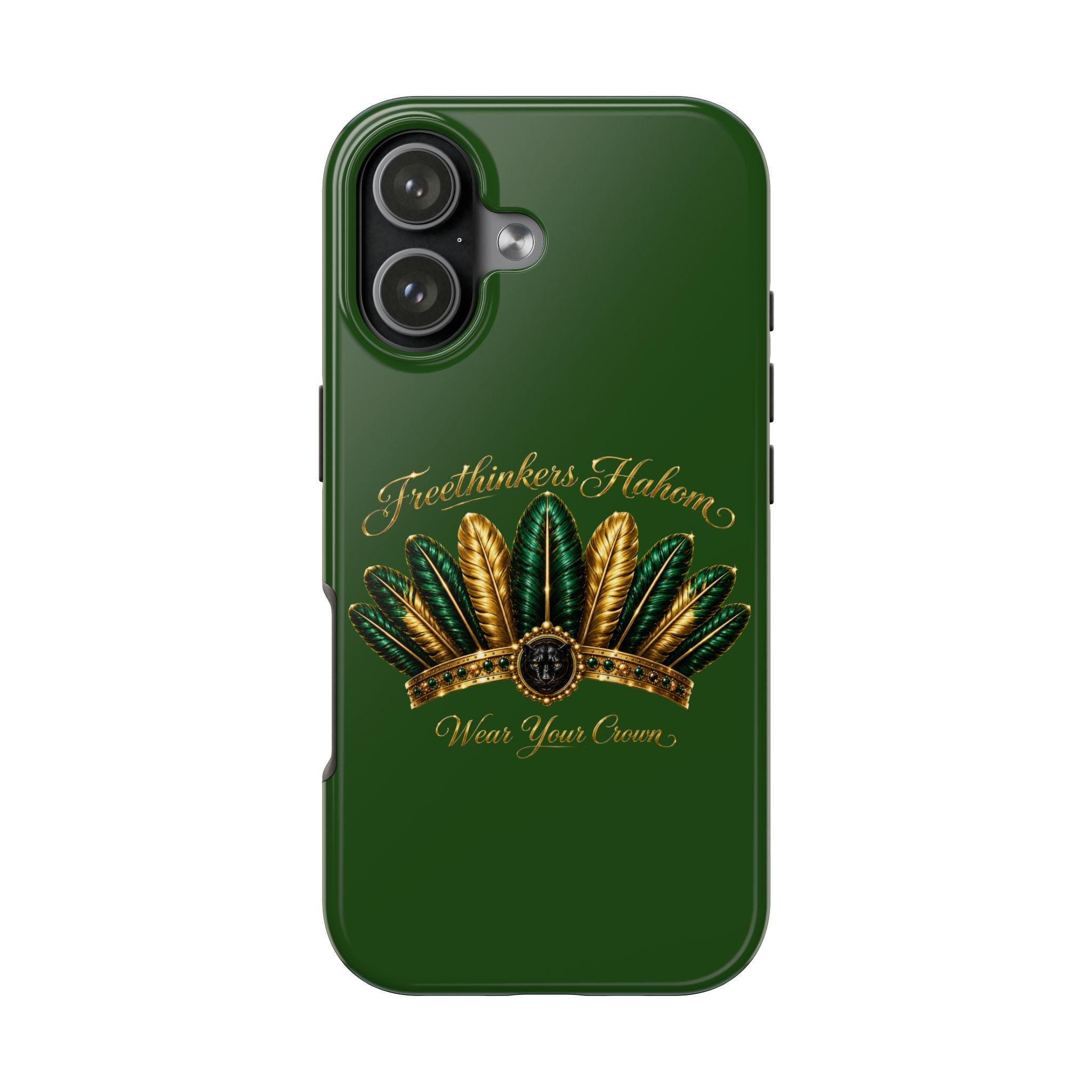FreeThinkers Hahom Phone Case Green Gold Feather Tough Case, view 6