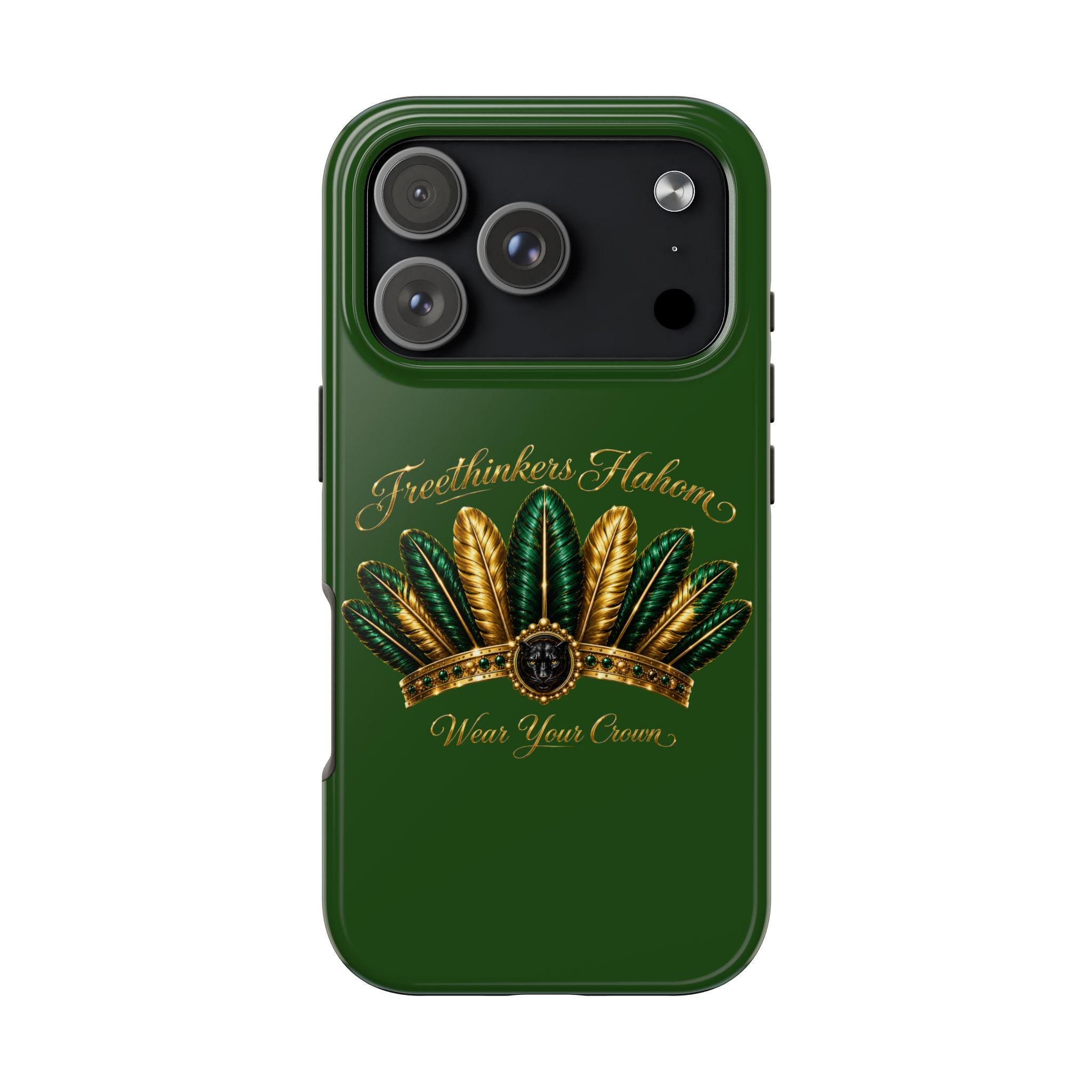 FreeThinkers Hahom Phone Case Green Gold Feather Tough Case, view 7