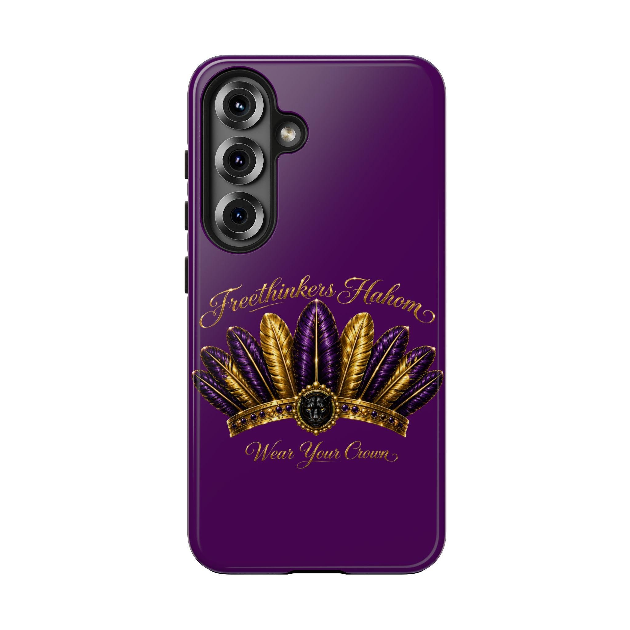 Gold Purple Feather Crown Phone Case Mardi Gras Fleur-de-Lis Design