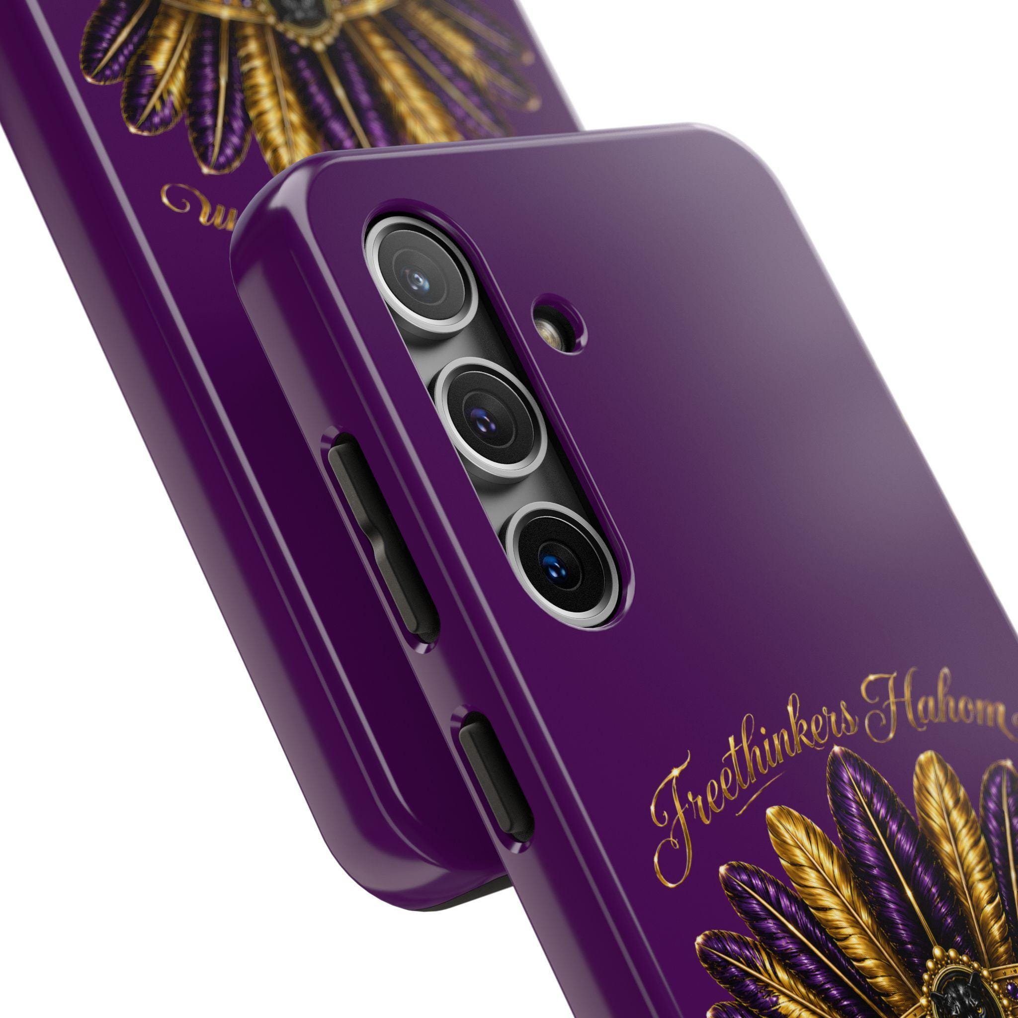 Gold Purple Feather Crown Phone Case Mardi Gras Fleur-de-Lis Design, view 10