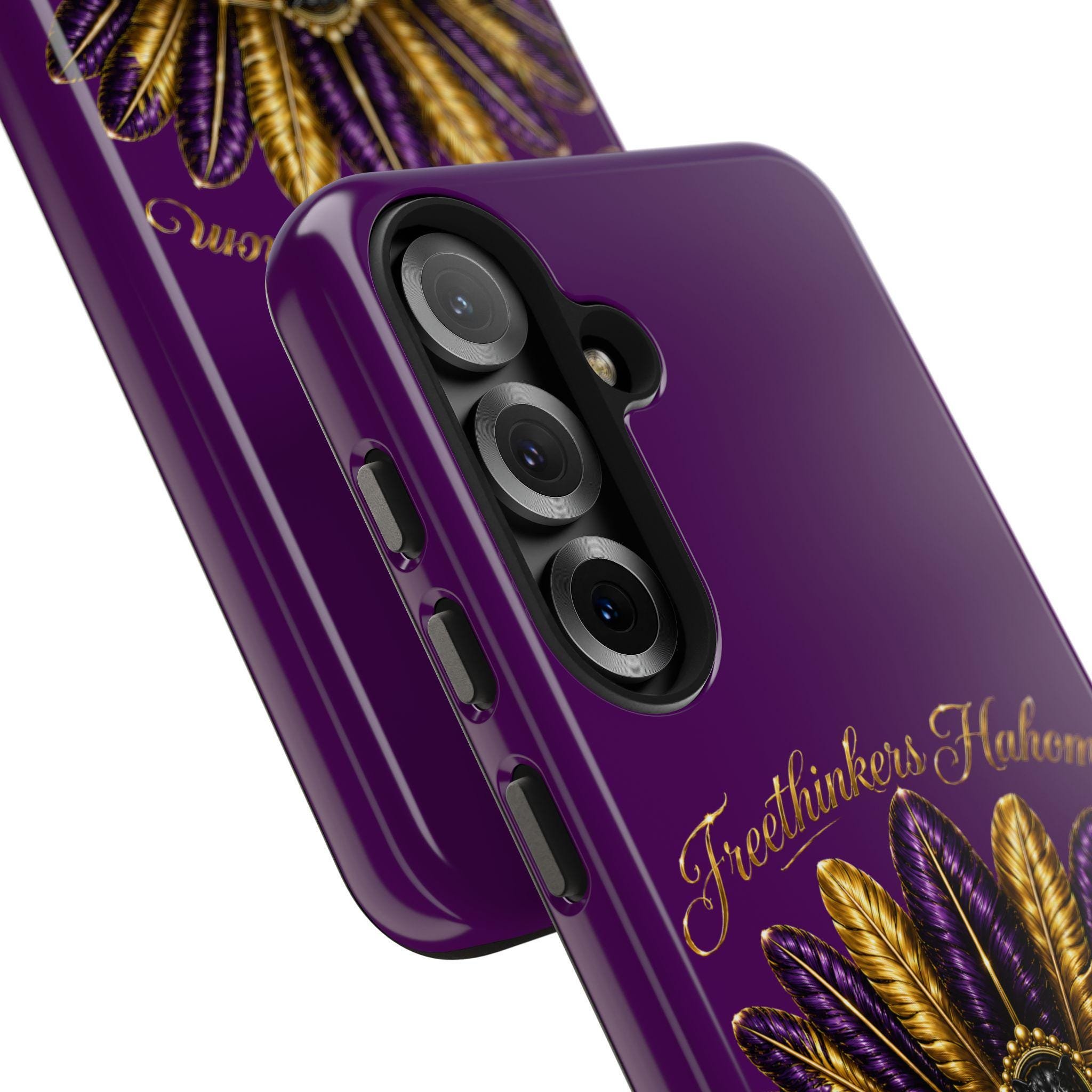 Gold Purple Feather Crown Phone Case Mardi Gras Fleur-de-Lis Design, view 12