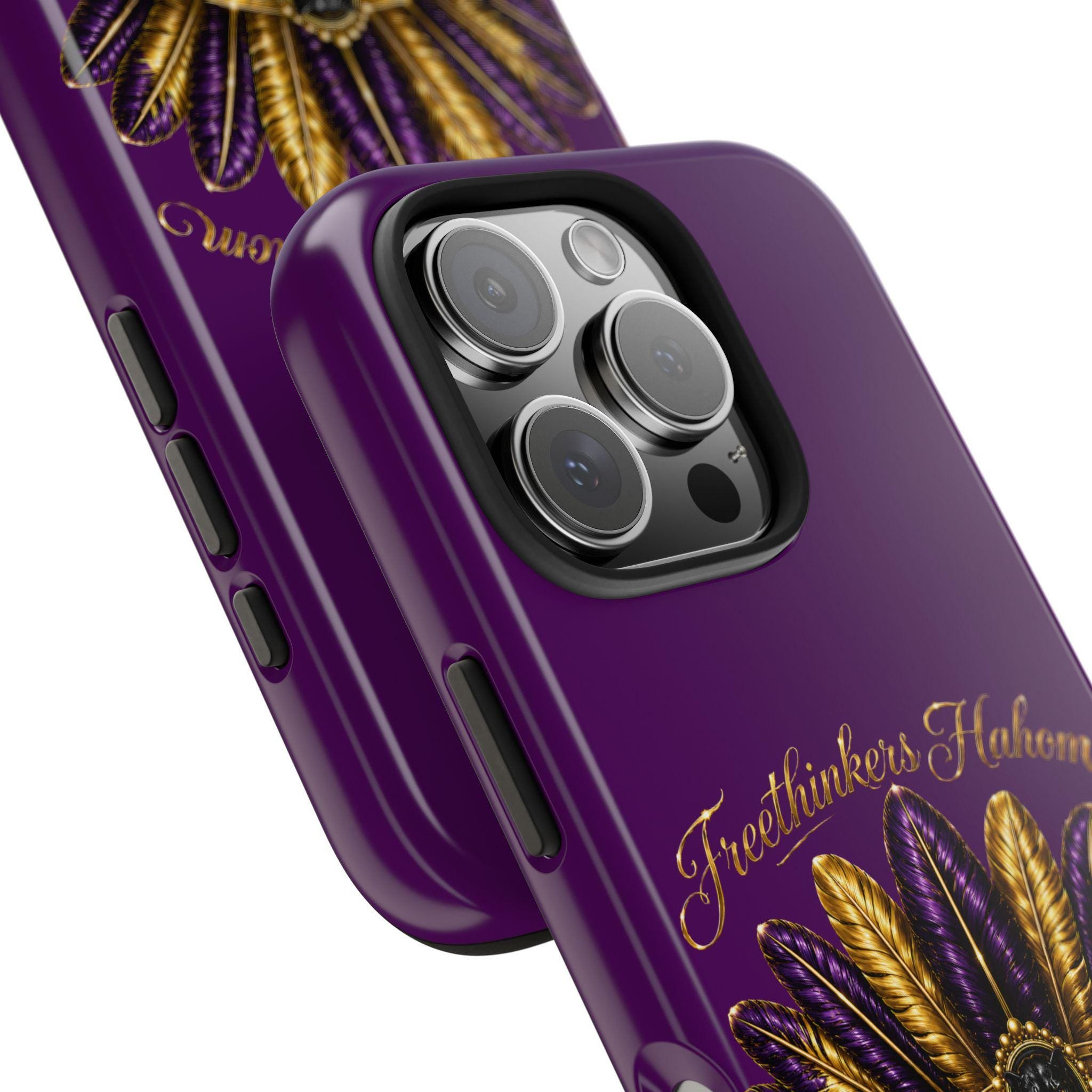 Gold Purple Feather Crown Phone Case Mardi Gras Fleur-de-Lis Design, view 13