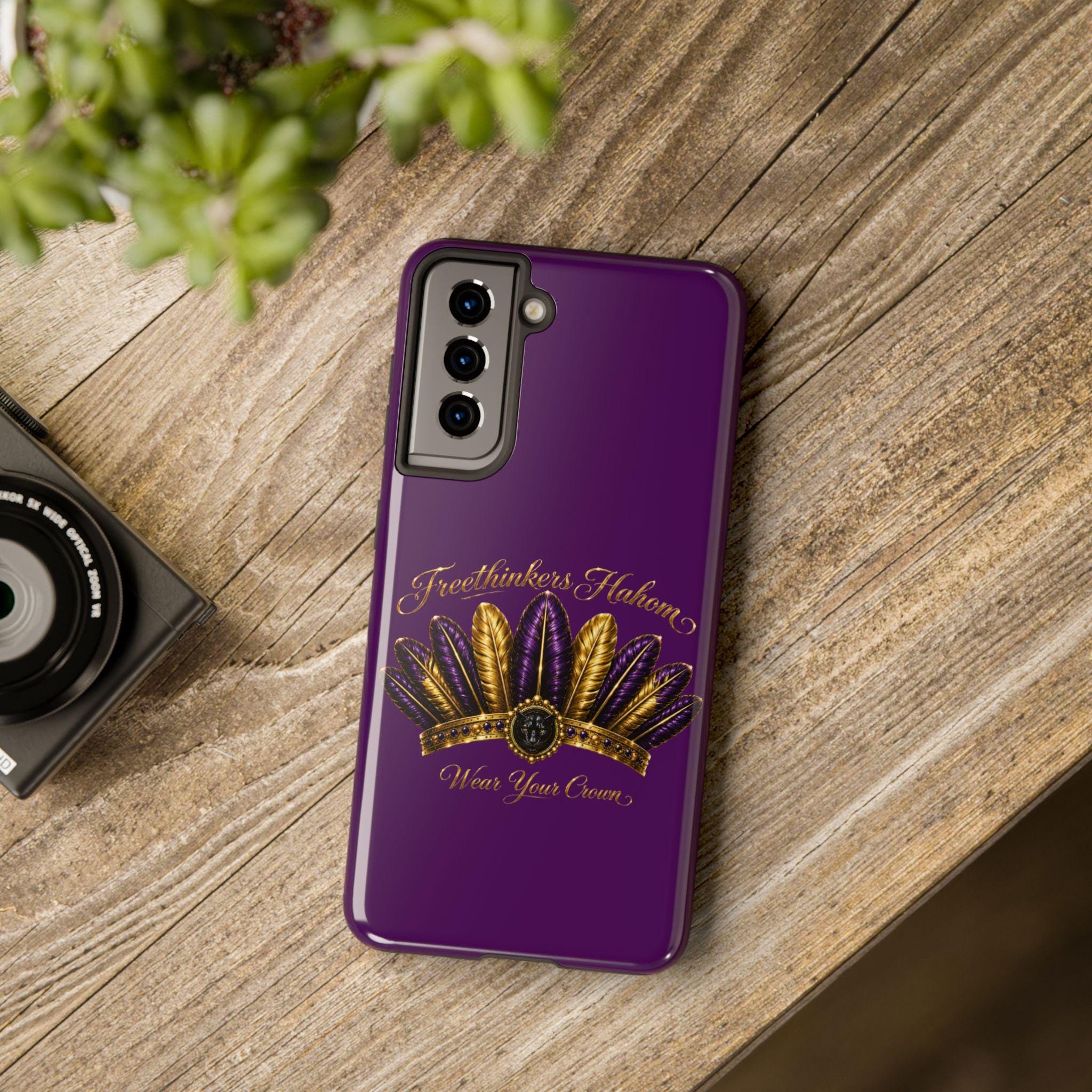 Gold Purple Feather Crown Phone Case Mardi Gras Fleur-de-Lis Design, view 18