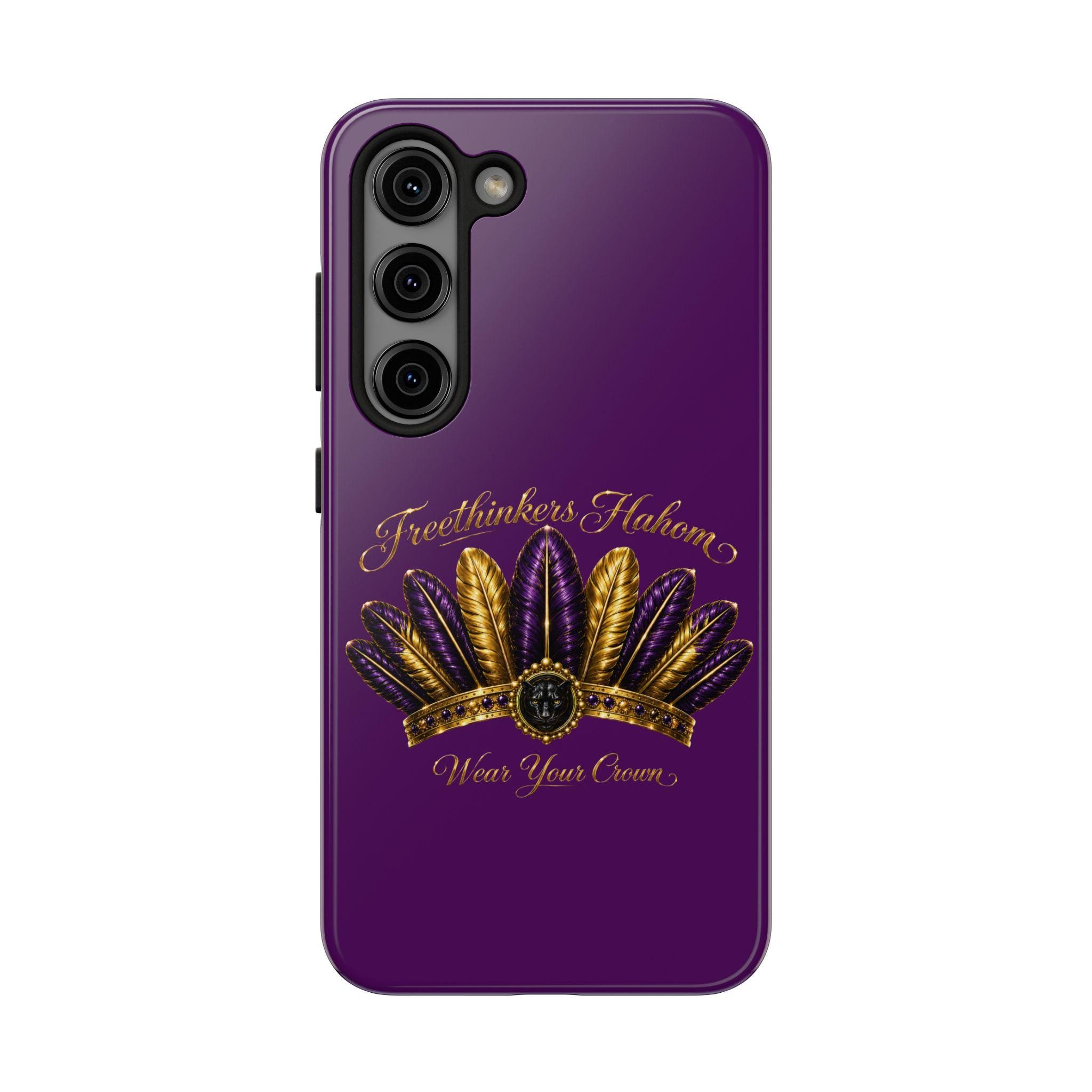 Gold Purple Feather Crown Phone Case Mardi Gras Fleur-de-Lis Design, view 3