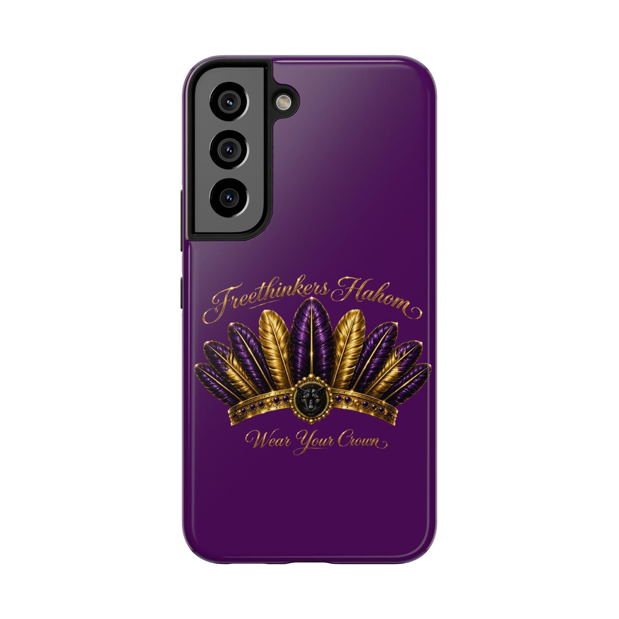 Gold Purple Feather Crown Phone Case Mardi Gras Fleur-de-Lis Design, view 4