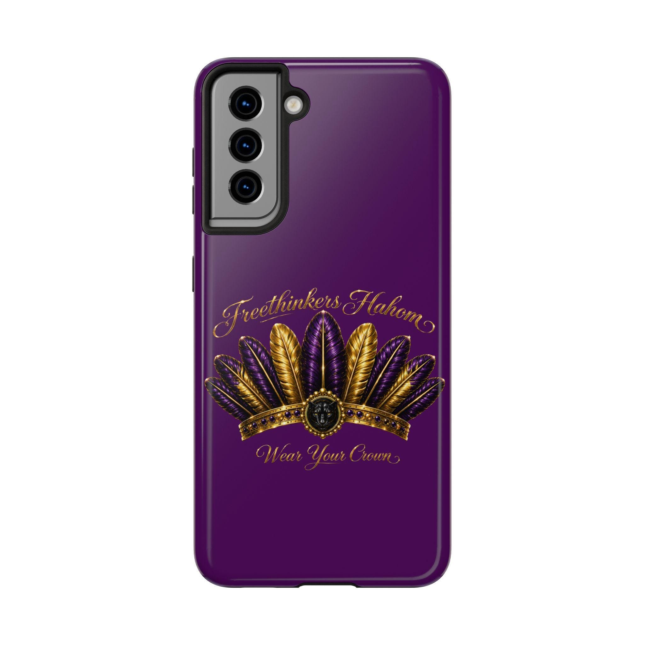 Gold Purple Feather Crown Phone Case Mardi Gras Fleur-de-Lis Design, view 5