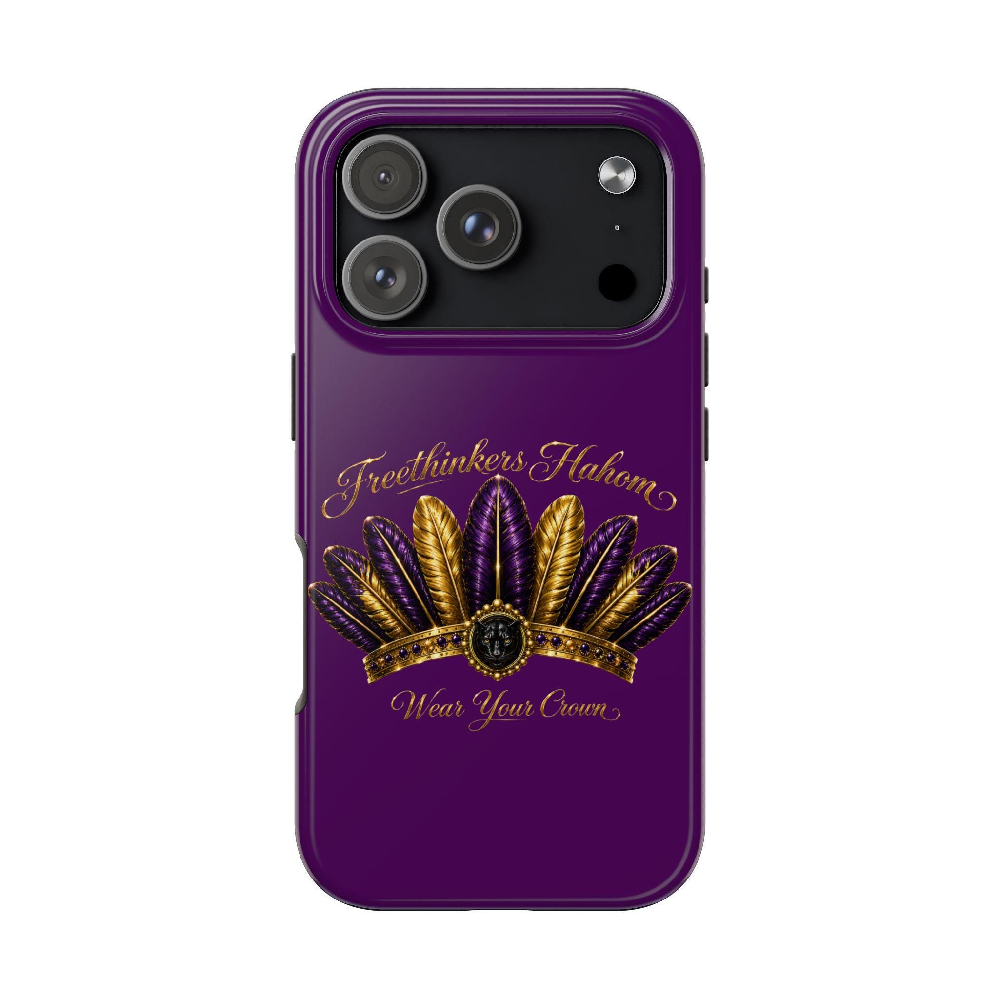 Gold Purple Feather Crown Phone Case Mardi Gras Fleur-de-Lis Design, view 7