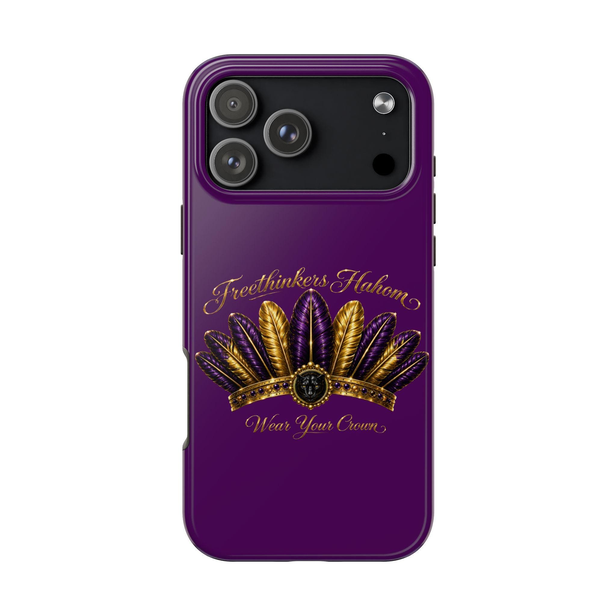 Gold Purple Feather Crown Phone Case Mardi Gras Fleur-de-Lis Design, view 8