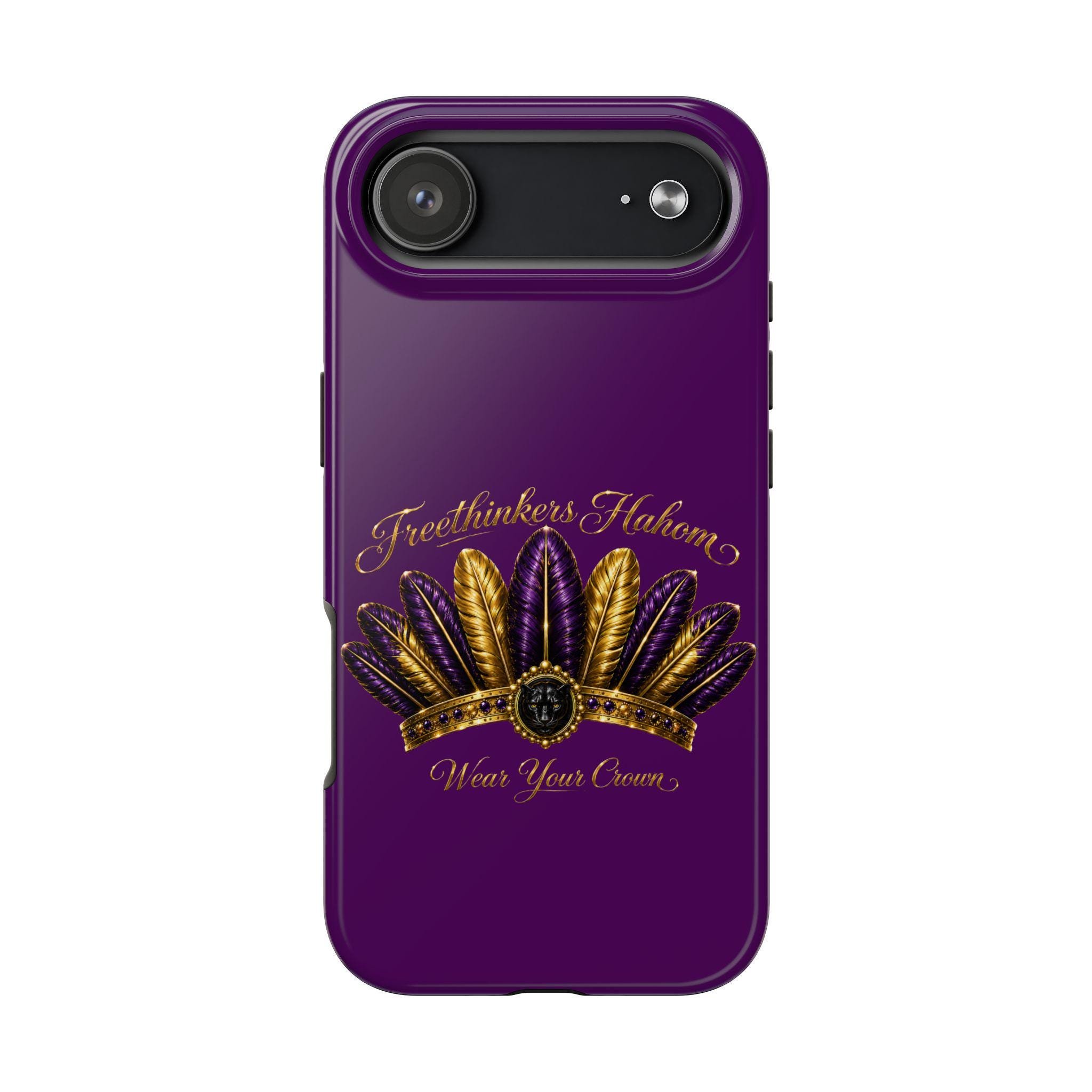 Gold Purple Feather Crown Phone Case Mardi Gras Fleur-de-Lis Design, view 9