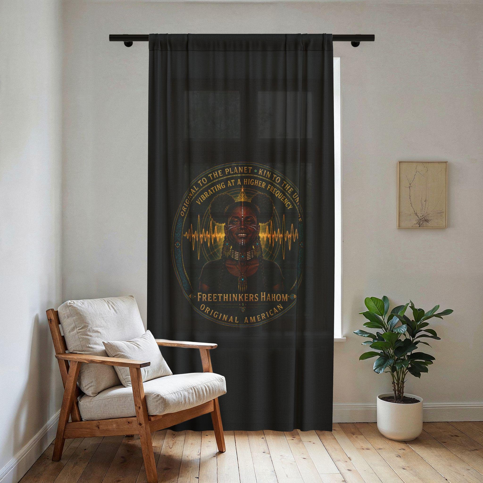 Freethinkers Hahom Portrait Sheer Window Curtain | Original American Graphic, view 2