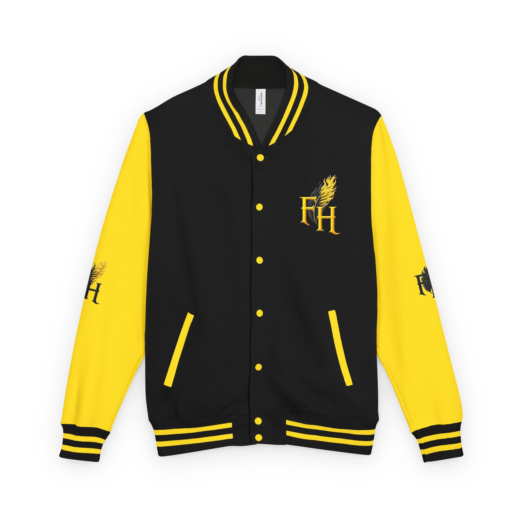 Freethinkers Hahom American Matriarch Logo Letterman Jacket | Black Yellow, view 2