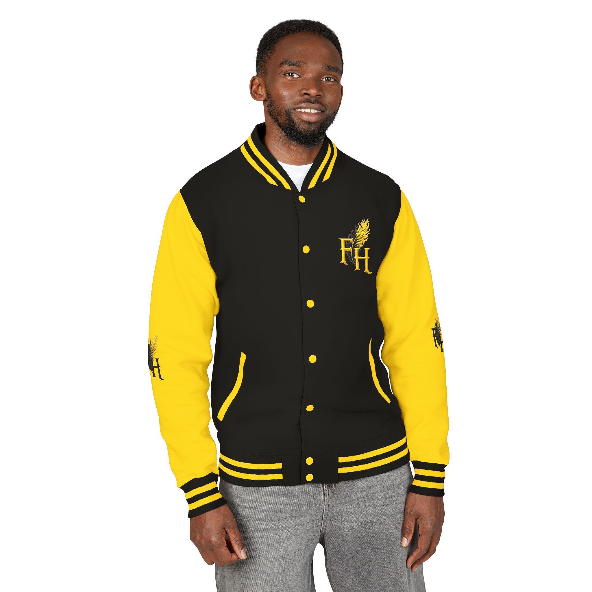 Freethinkers Hahom American Matriarch Logo Letterman Jacket | Black Yellow, view 5