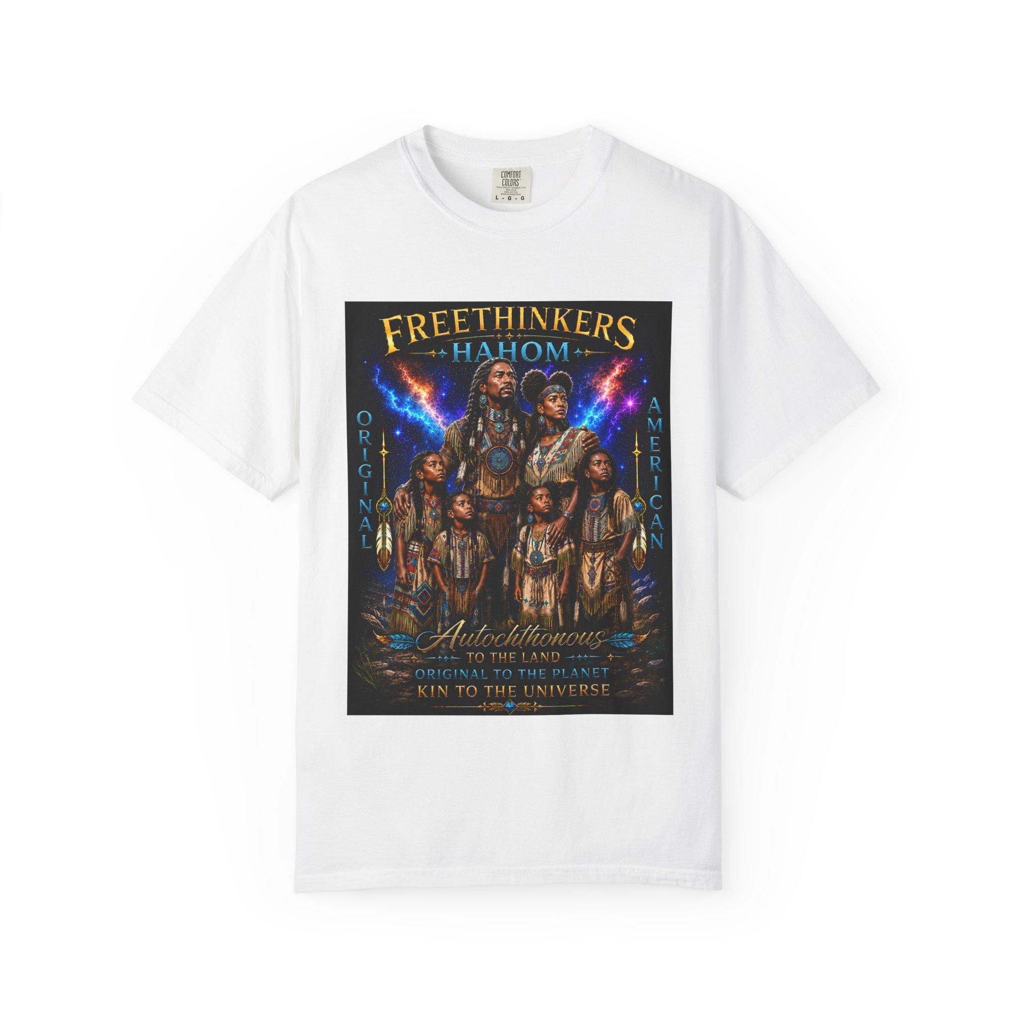 Freethinkers Hahom Original American Logo T-Shirt | Heritage-Inspired Graphic Tee | Unisex Cultural Streetwear, view 3