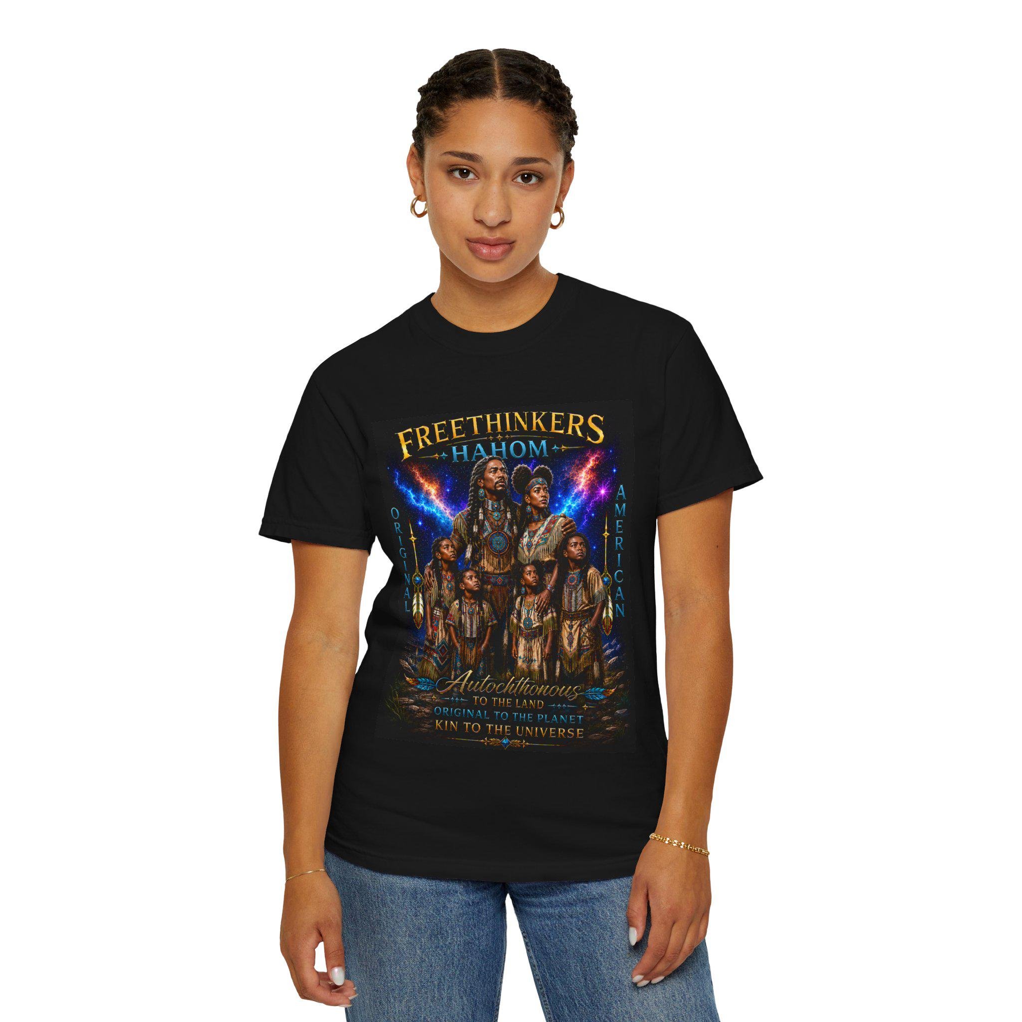 Freethinkers Hahom Original American Logo T-Shirt | Heritage-Inspired Graphic Tee | Unisex Cultural Streetwear, view 4