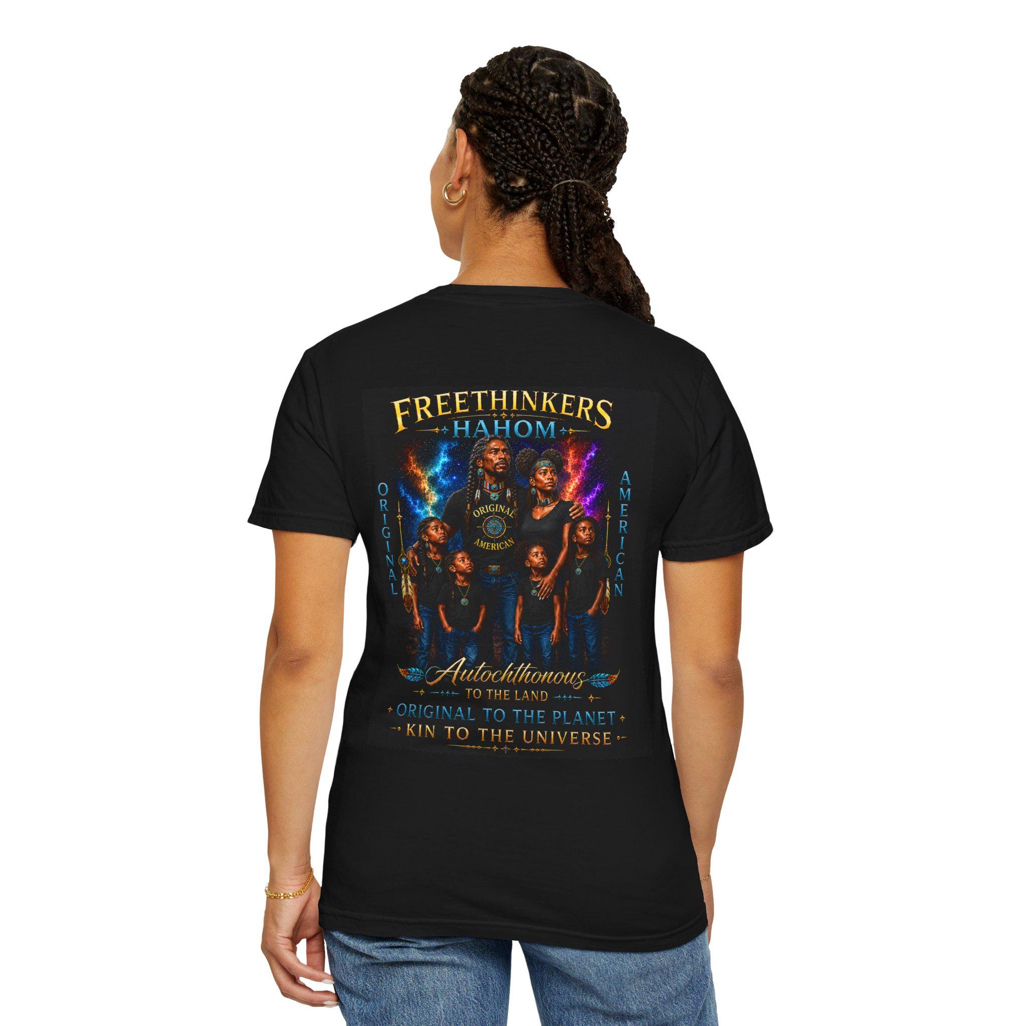 Freethinkers Hahom Original American Logo T-Shirt | Heritage-Inspired Graphic Tee | Unisex Cultural Streetwear, view 7