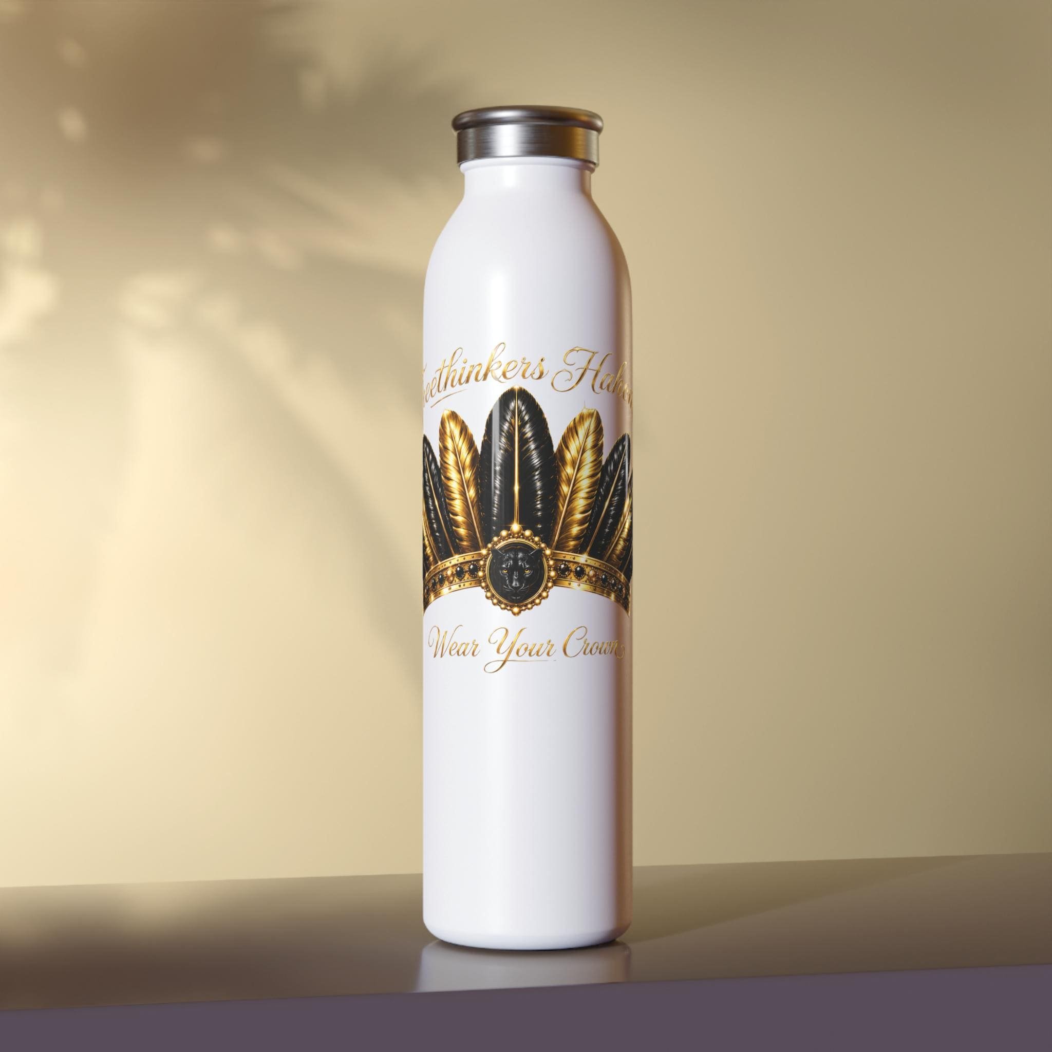 Slim Water Bottle Feather Crown Wear Your Crown Insulated Bottle, view 5