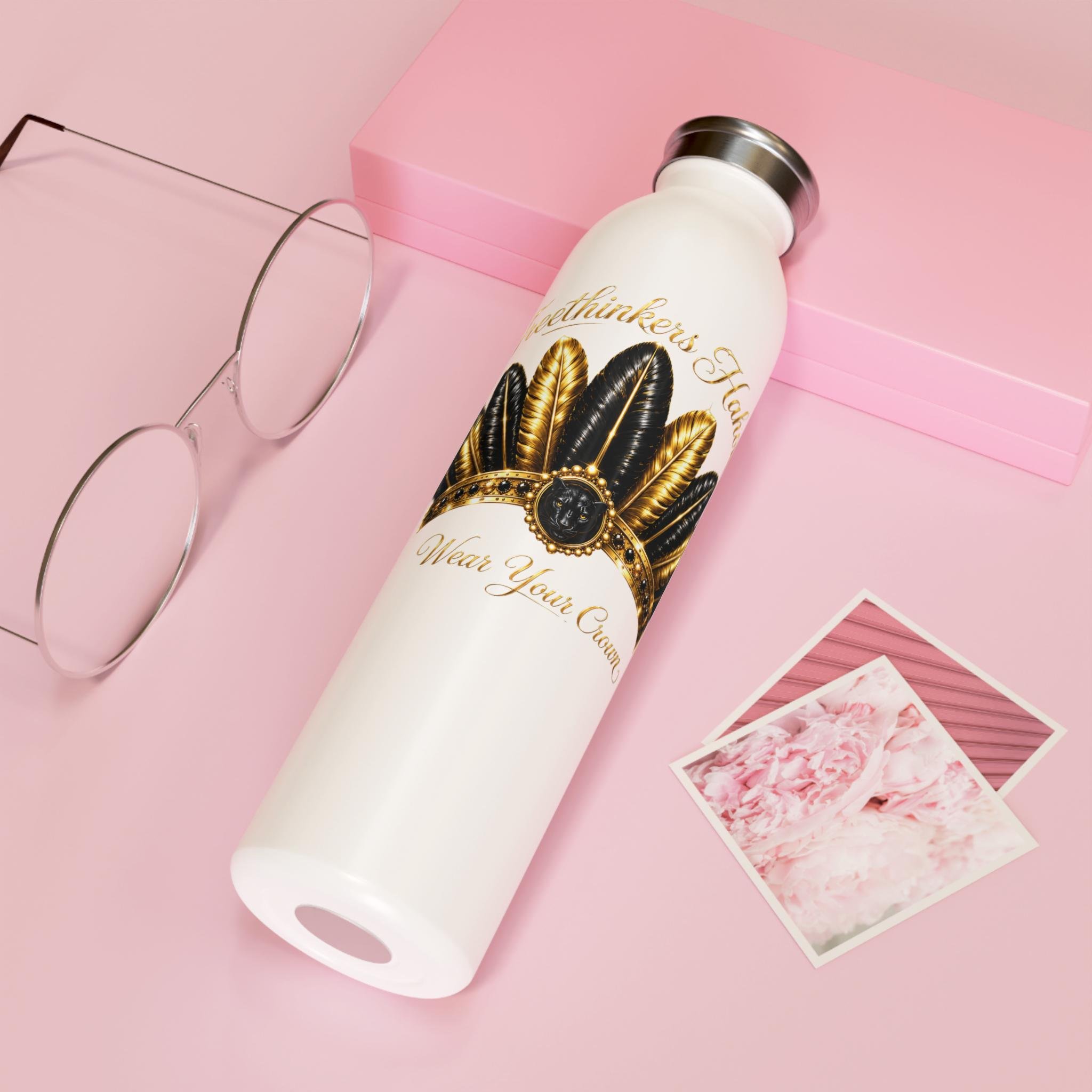 Slim Water Bottle Feather Crown Wear Your Crown Insulated Bottle, view 6