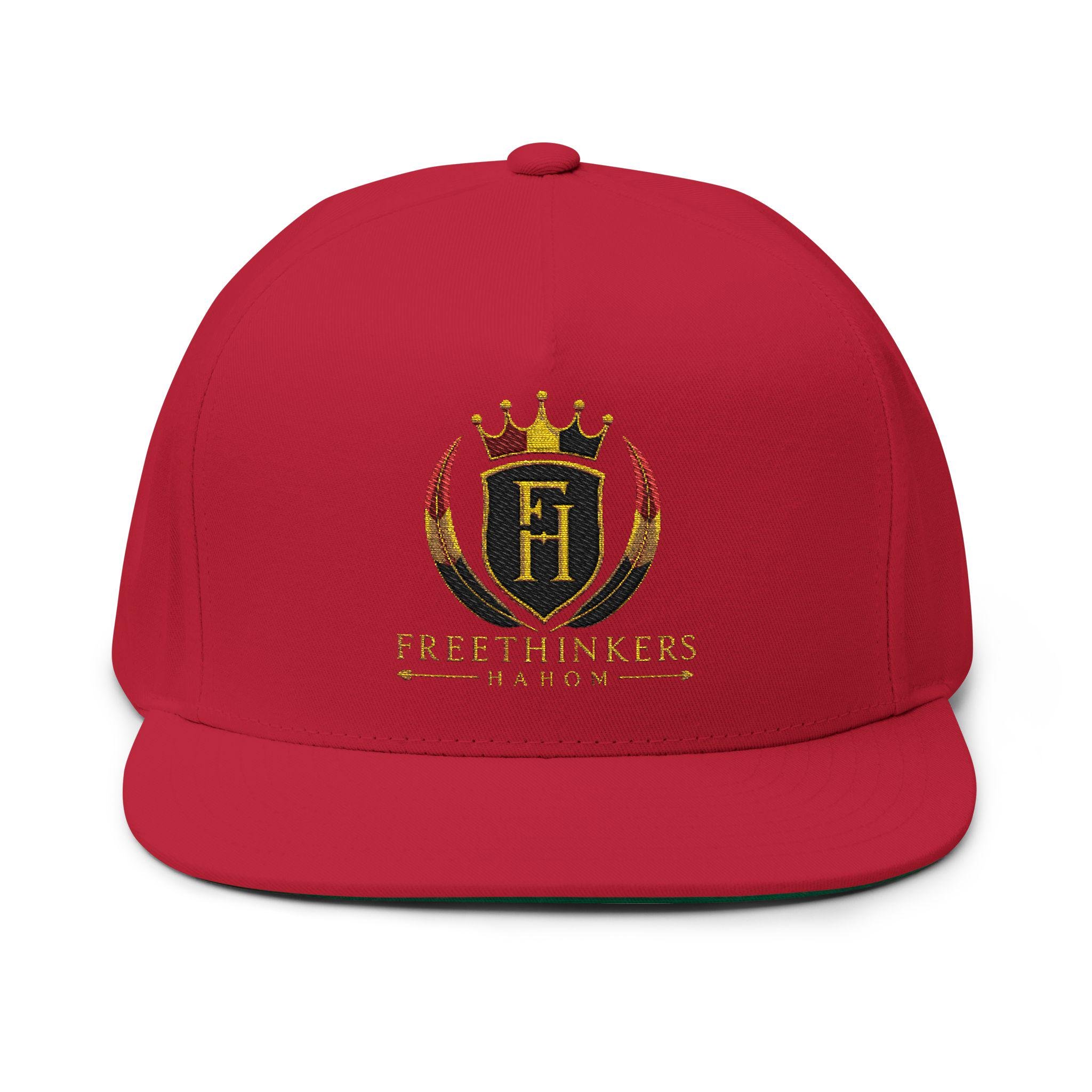 Embroidered 'Freethinkers' Crown Logo Flat Bill Cap, view 17