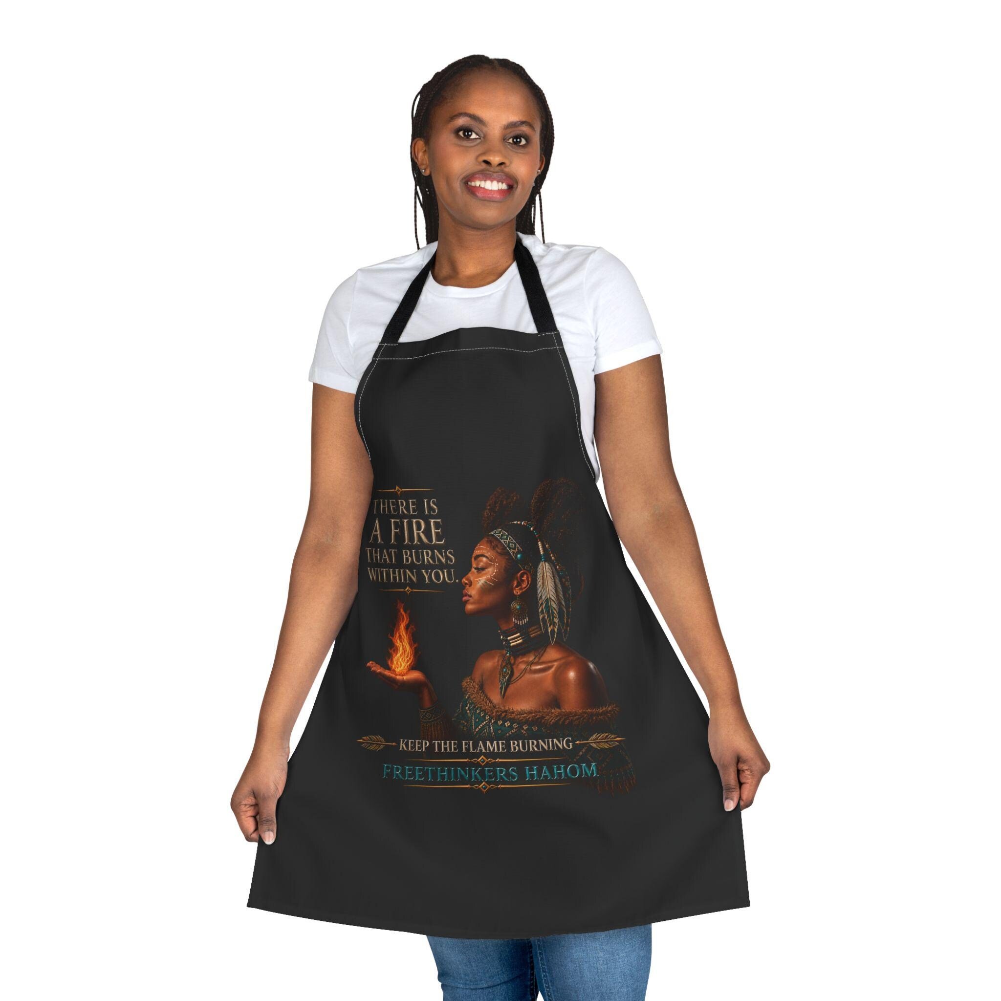 There Is A Fire That Burns Within You Apron | Black Portrait Flame Illustration