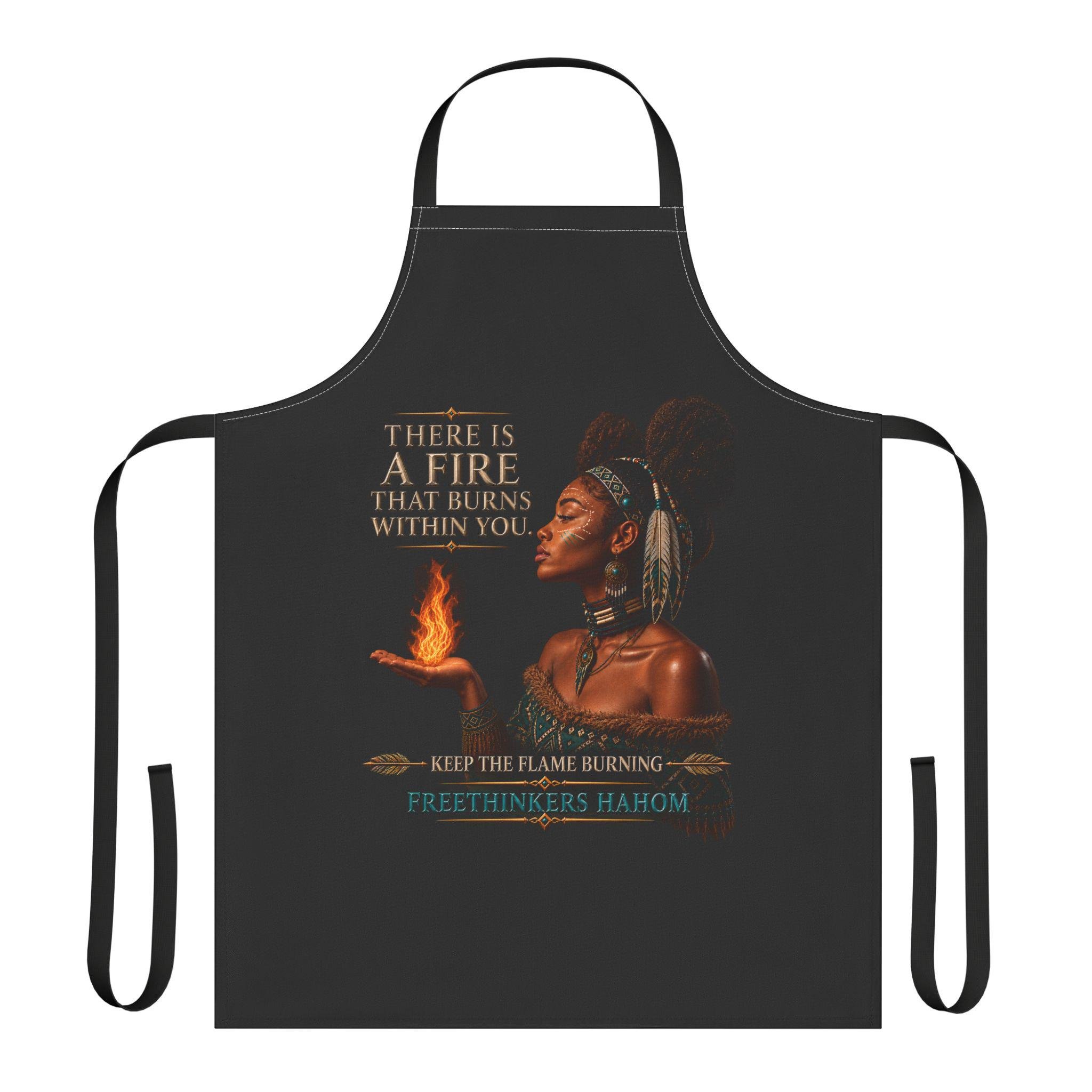 There Is A Fire That Burns Within You Apron | Black Portrait Flame Illustration, view 2