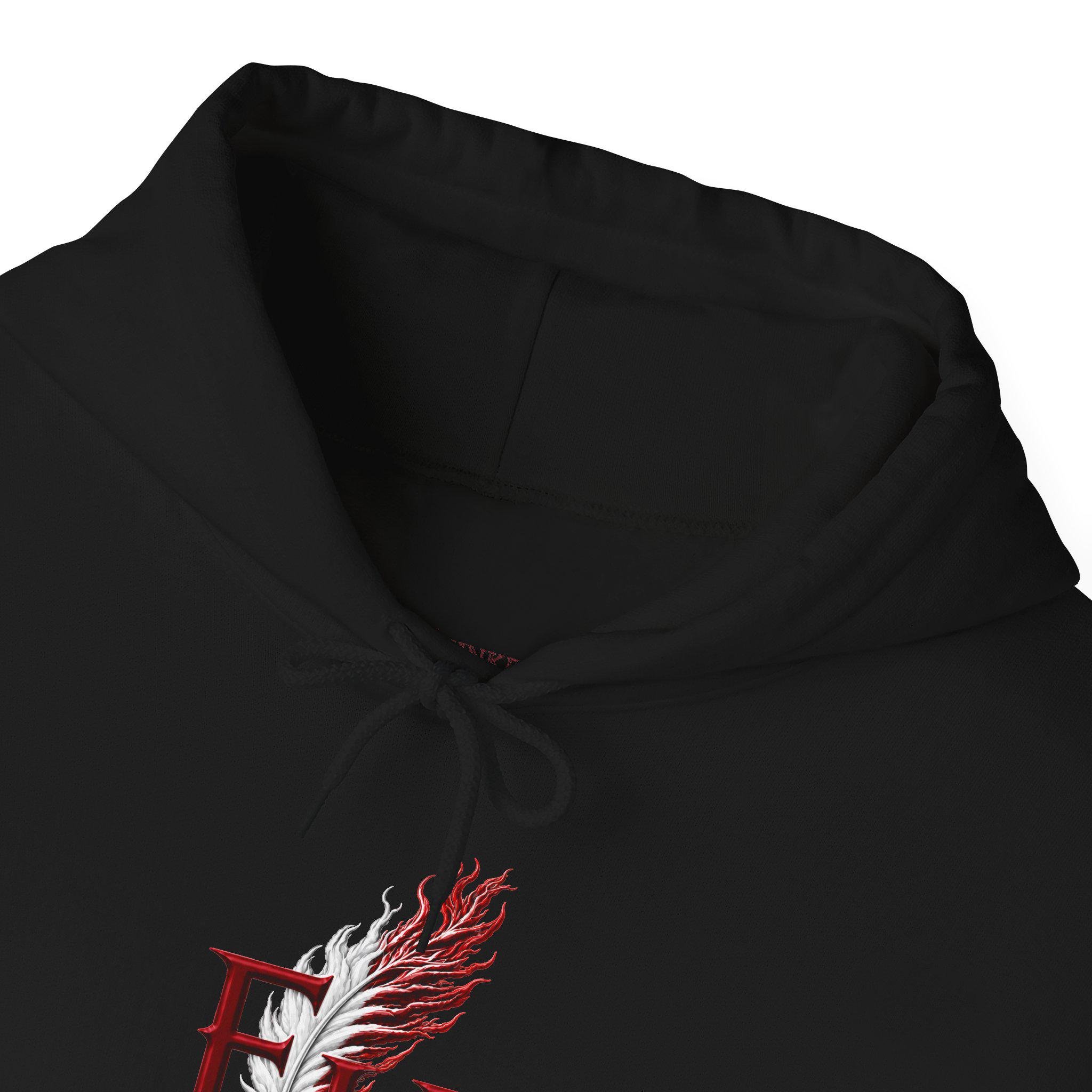FreeThinkers Hahom feather logo Hoodie | FH literary emblem, minimalist design, view 12