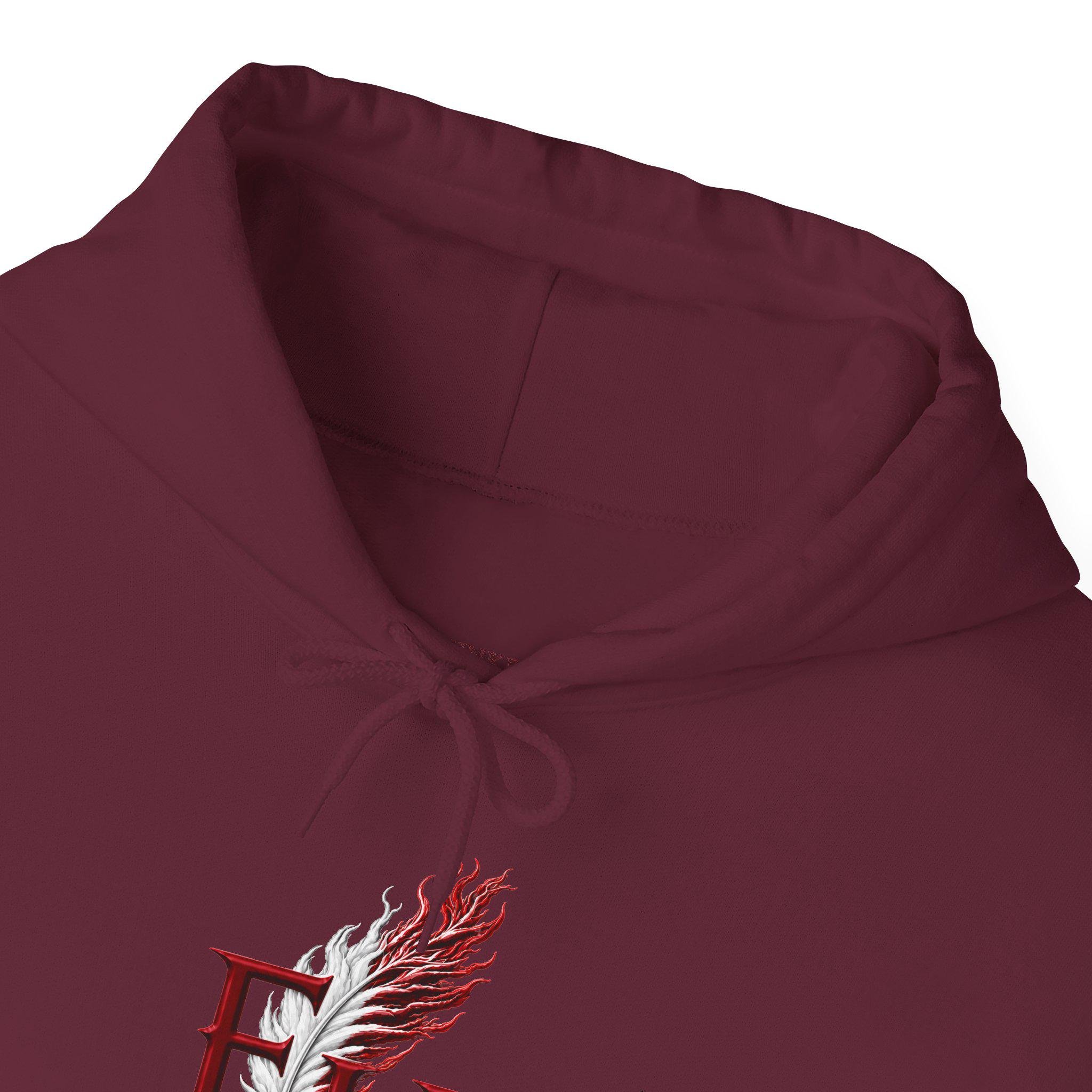 FreeThinkers Hahom feather logo Hoodie | FH literary emblem, minimalist design, view 13