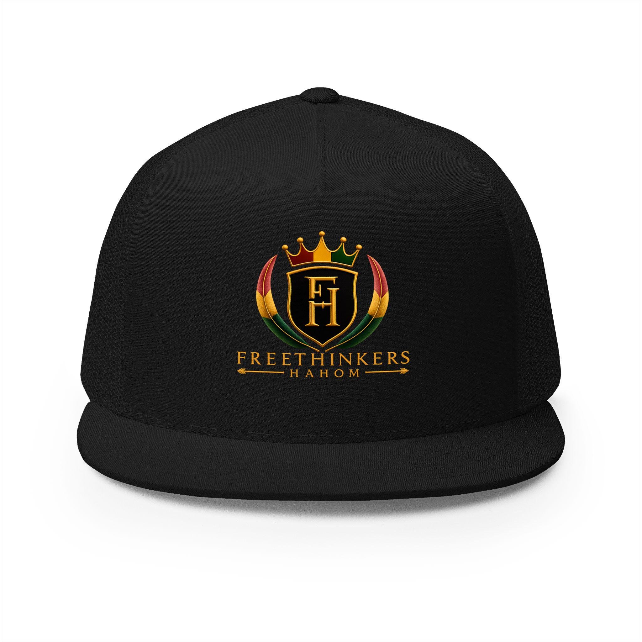 Freethinkers Hahom Trucker Cap — Crown crest Logo Mesh 5-Panel Hat, view 7
