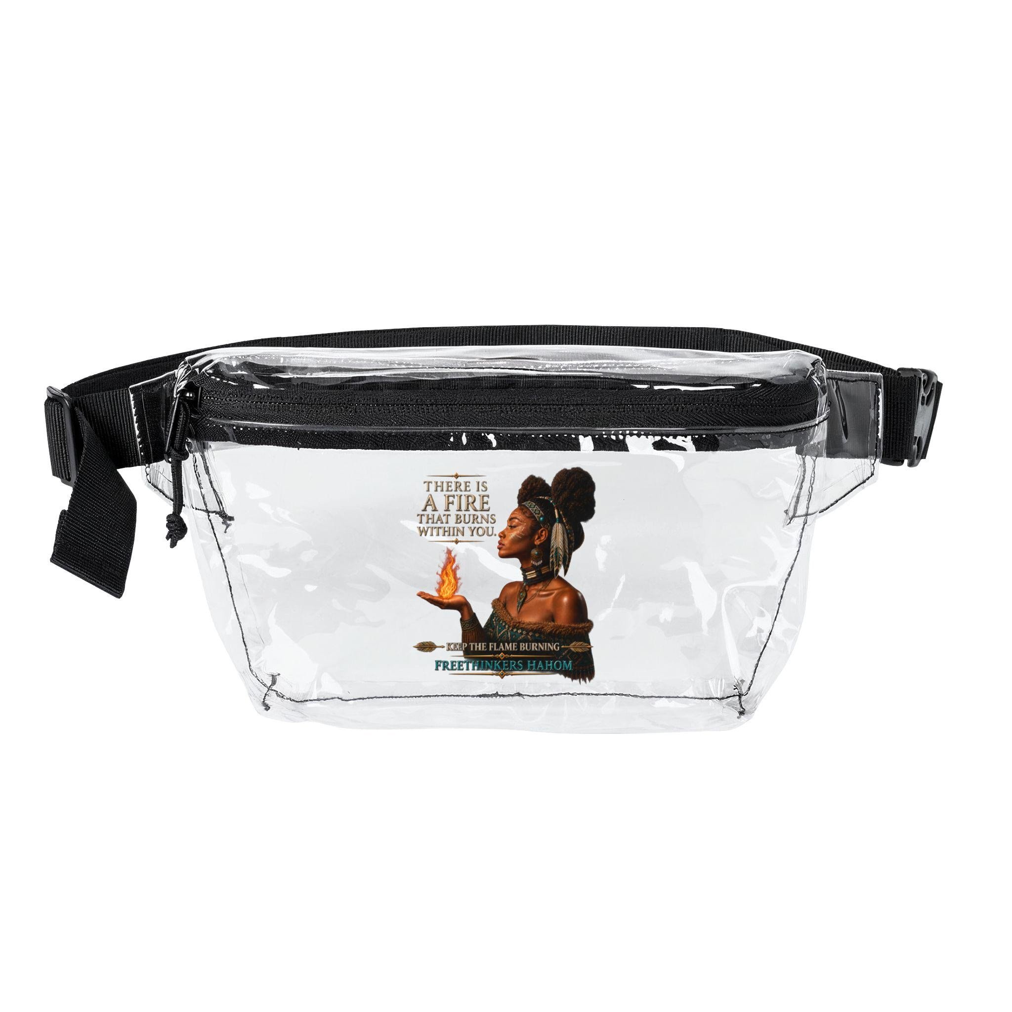 Indigenous American Sister Holding Flame Transparent Fanny Pack | Clear Waist Bag