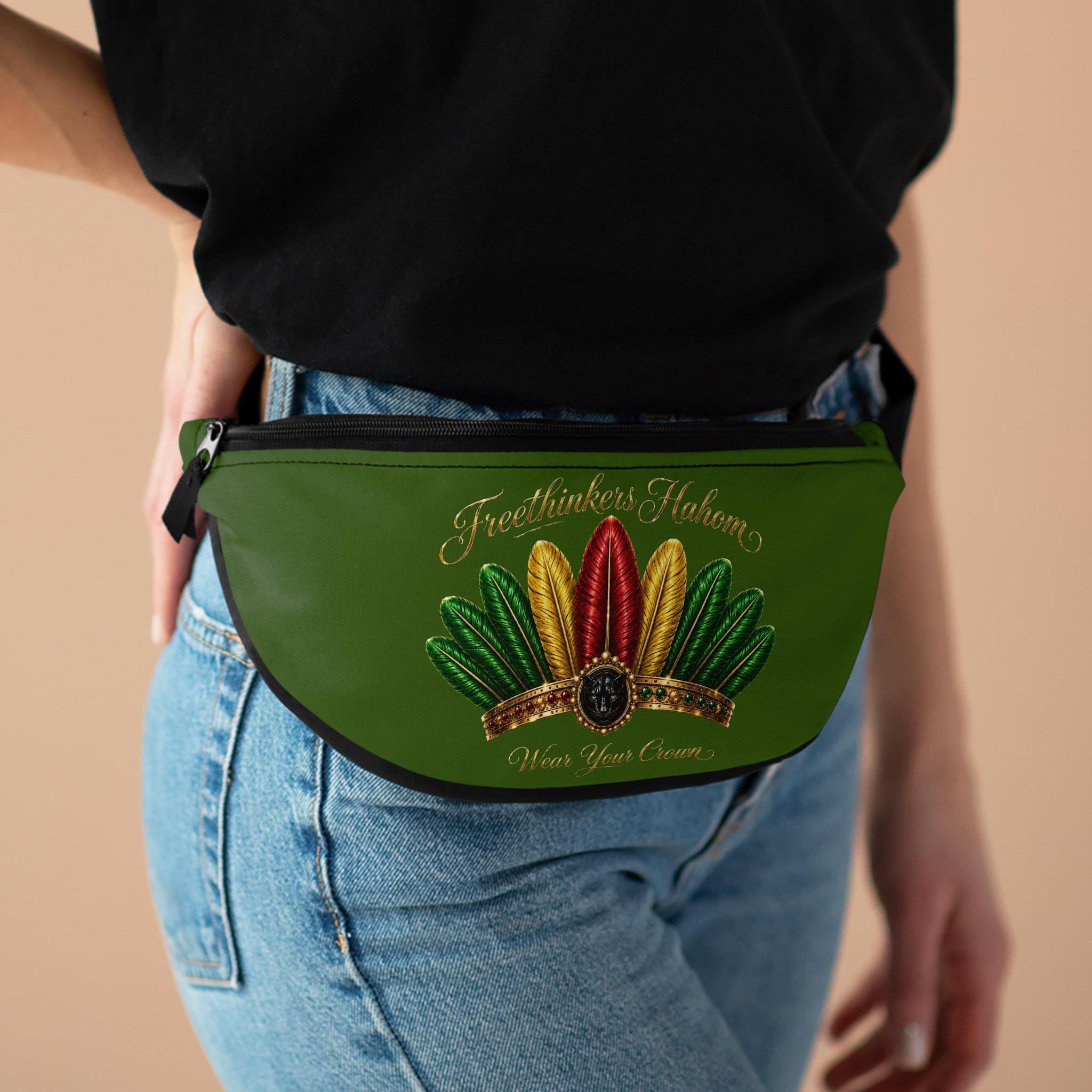 Fanny Pack Festive Feather Crown Mardi Gras Waist Bag