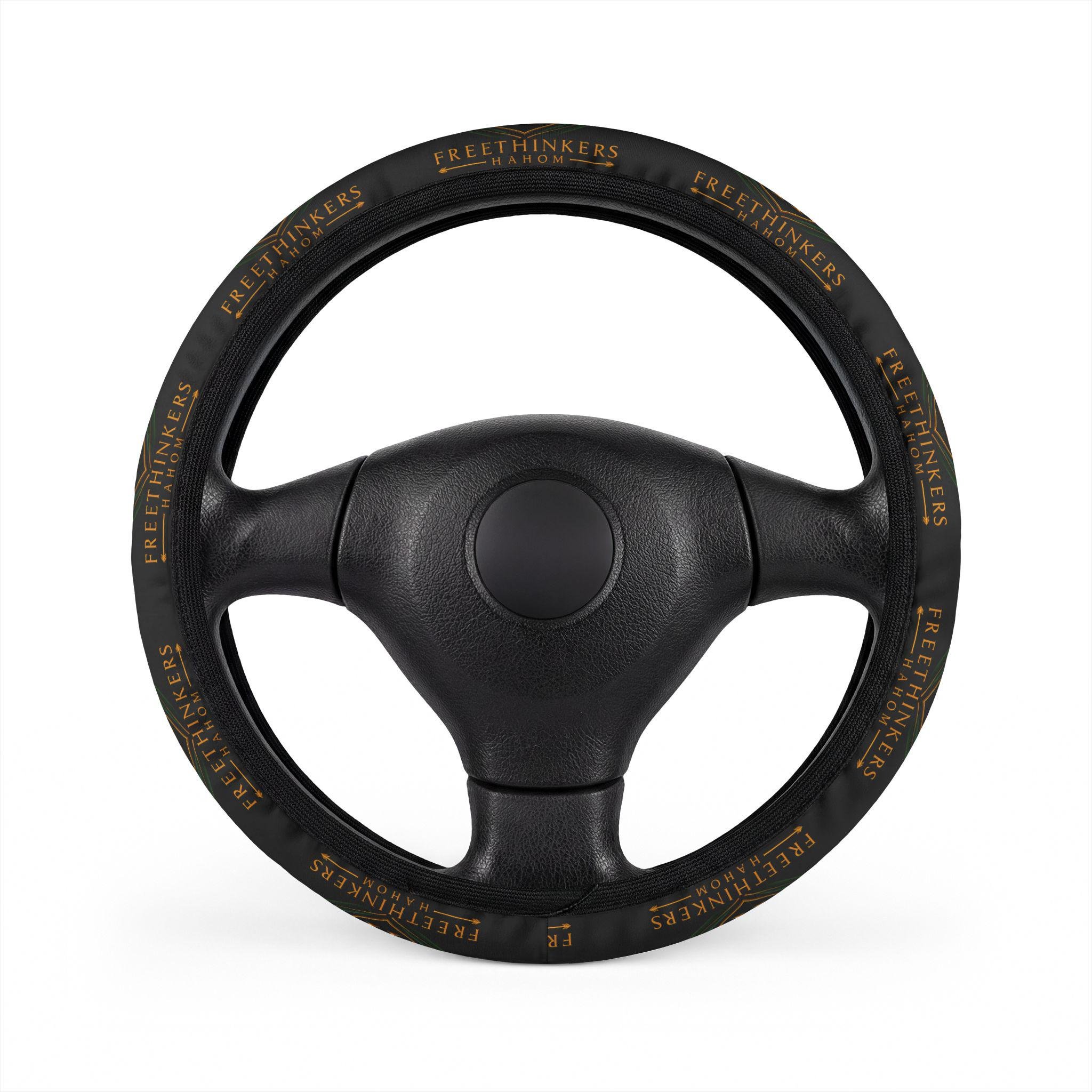 Luxury Logo Steering Wheel Cover Black & Gold Car Accessory
