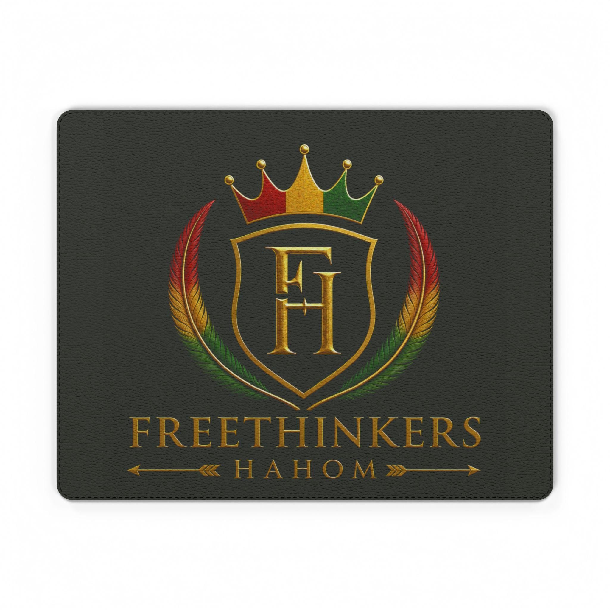 PU Leather Mouse Mat Freethinkers Hahom Crown Emblem Desk Pad