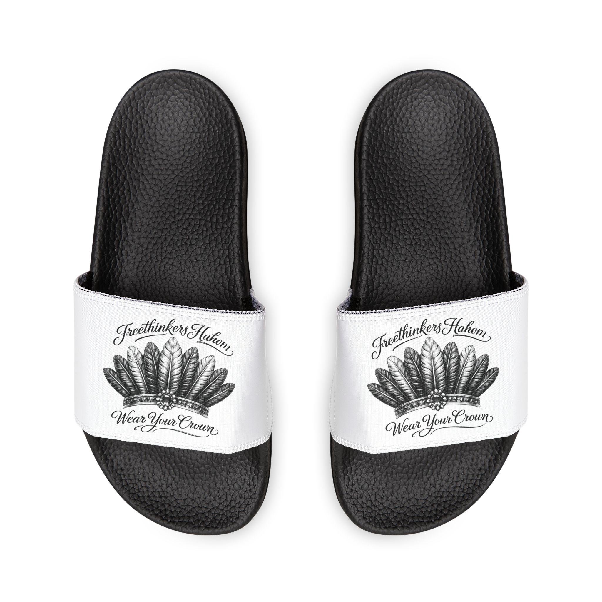 Men's Slide Sandals with Feather Crest Graphic Removable Strap Comfort Slides, view 18