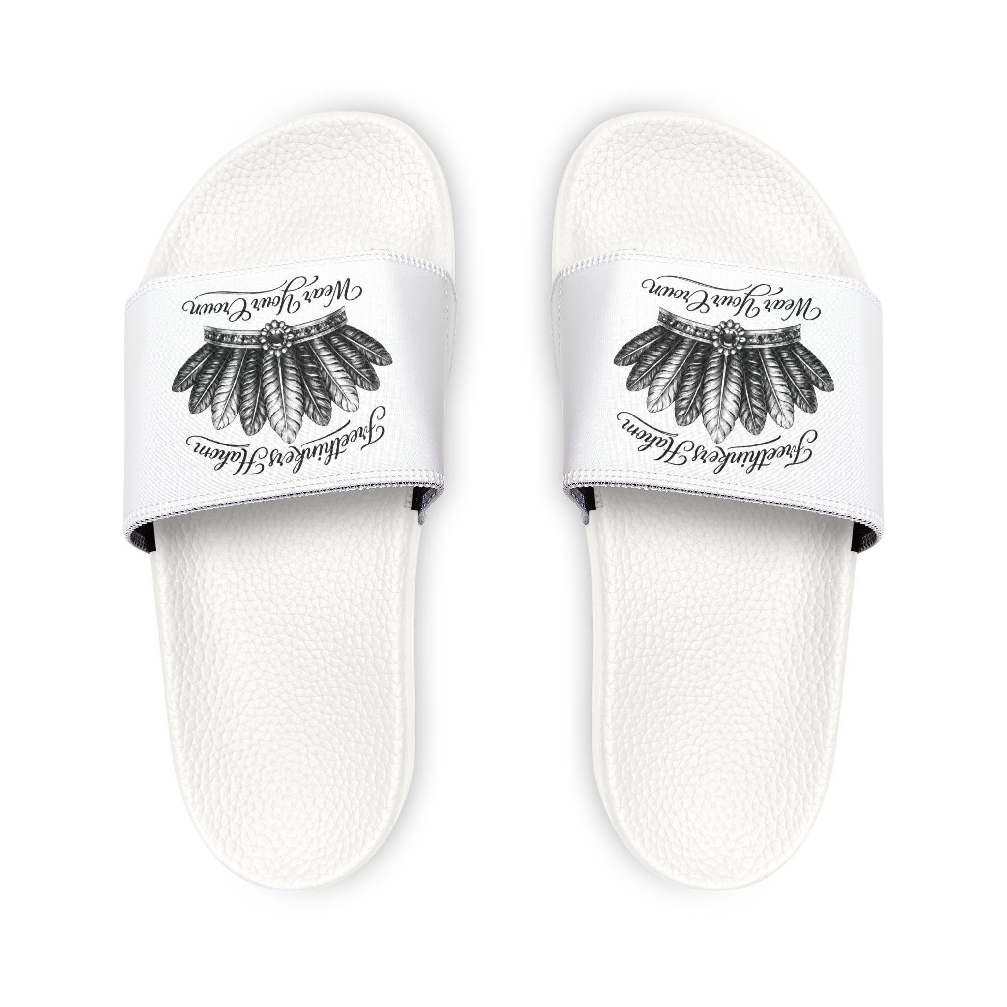 Men's Slide Sandals with Feather Crest Graphic Removable Strap Comfort Slides, view 2