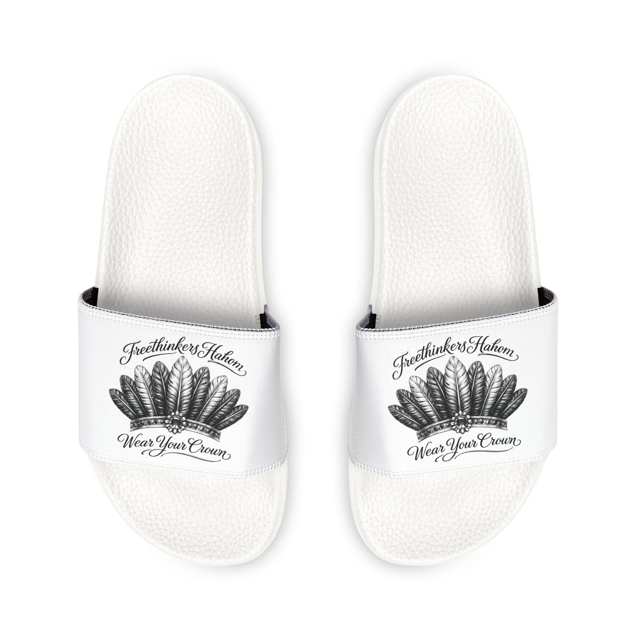 Men's Slide Sandals with Feather Crest Graphic Removable Strap Comfort Slides, view 3