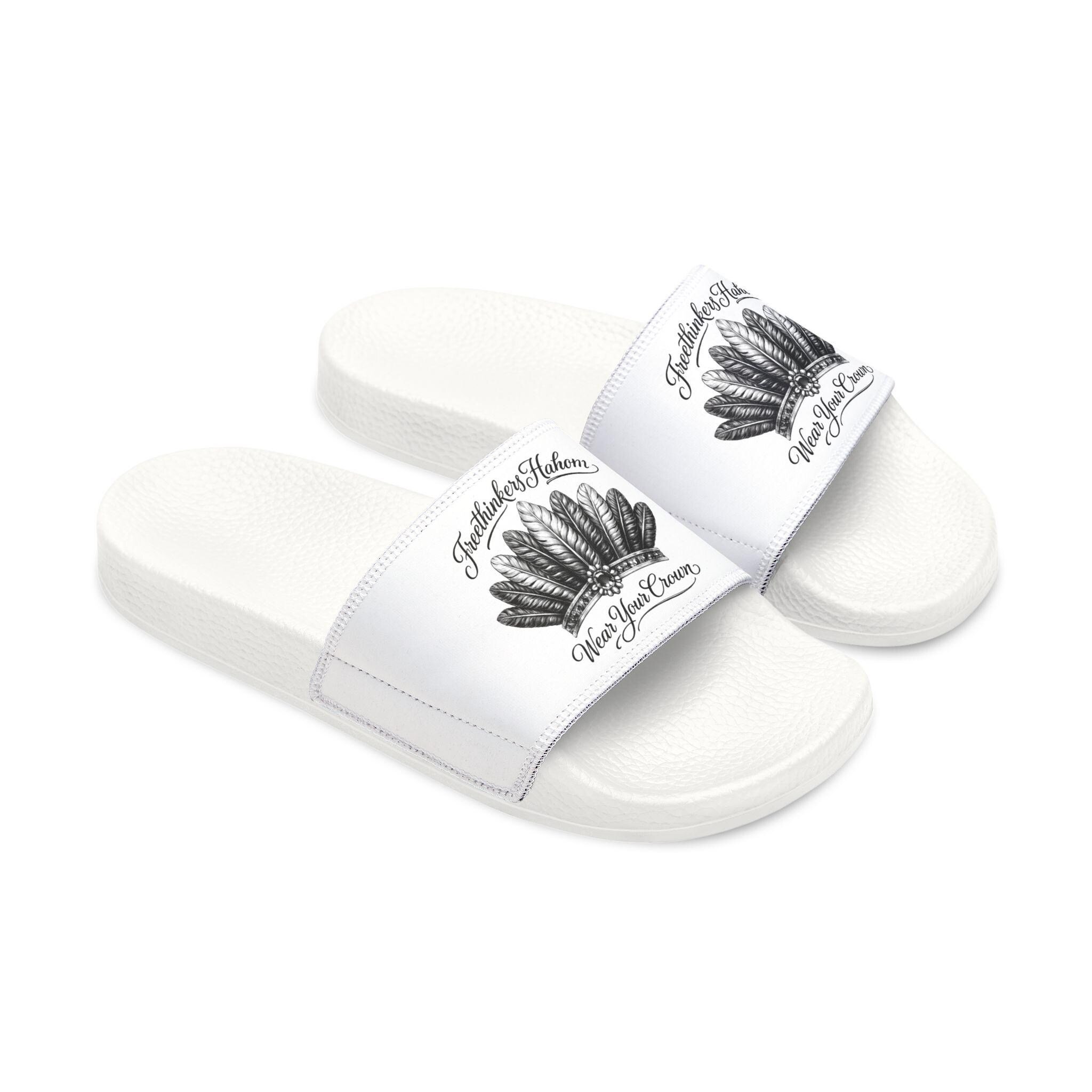 Men's Slide Sandals with Feather Crest Graphic Removable Strap Comfort Slides, view 8