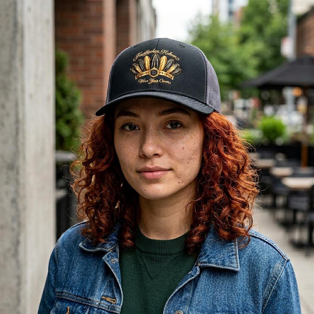 Gold Feather Crown Snapback Trucker Cap Wear Your Crown Hat, view 2