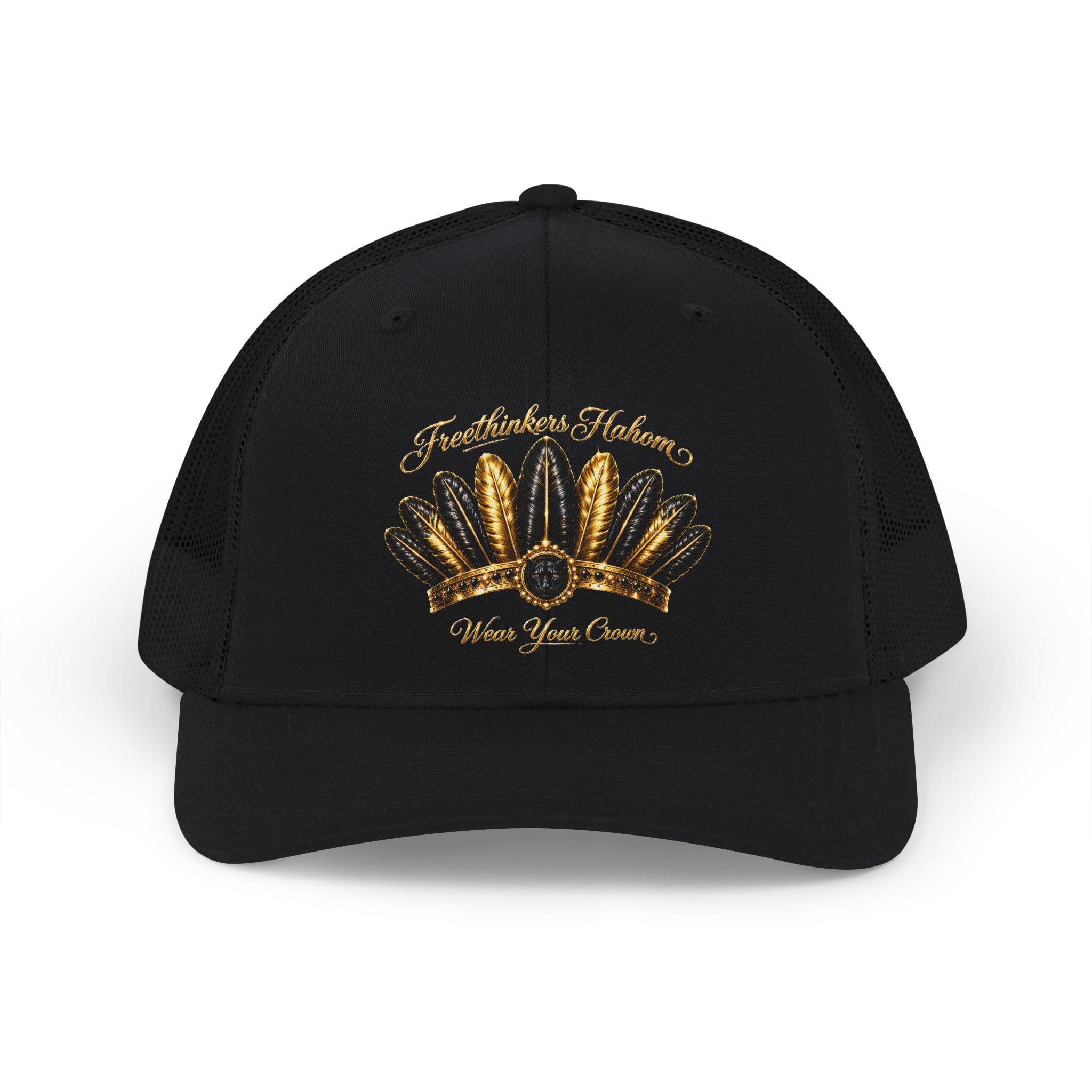 Gold Feather Crown Snapback Trucker Cap Wear Your Crown Hat, view 4