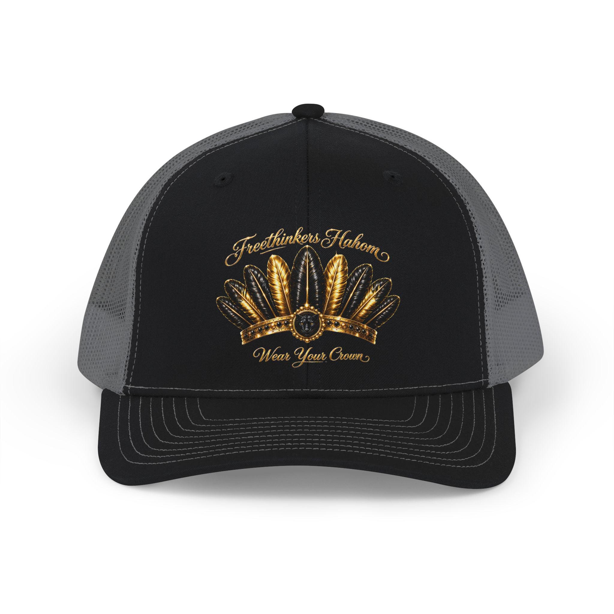 Gold Feather Crown Snapback Trucker Cap Wear Your Crown Hat, view 6