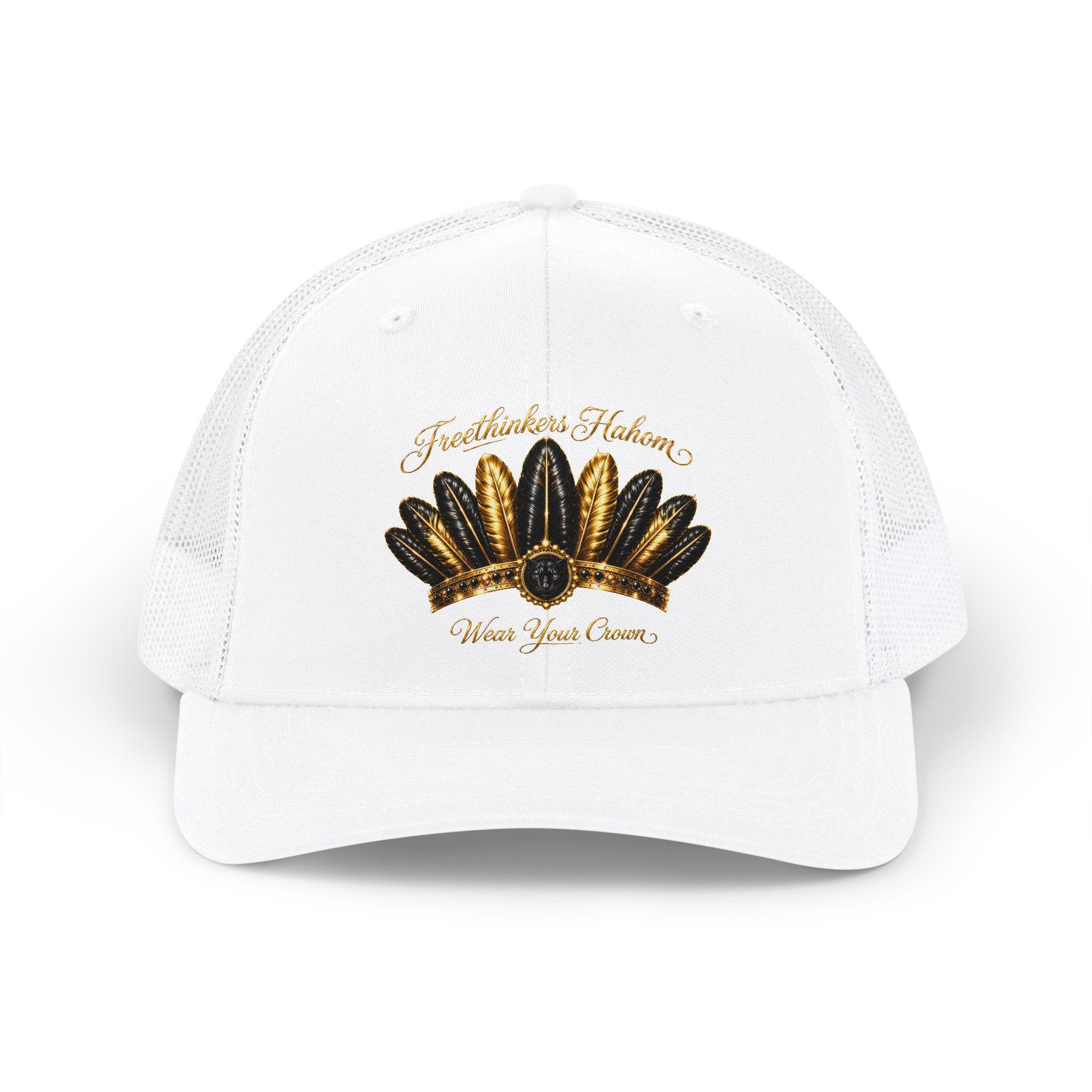 Gold Feather Crown Snapback Trucker Cap Wear Your Crown Hat, view 7